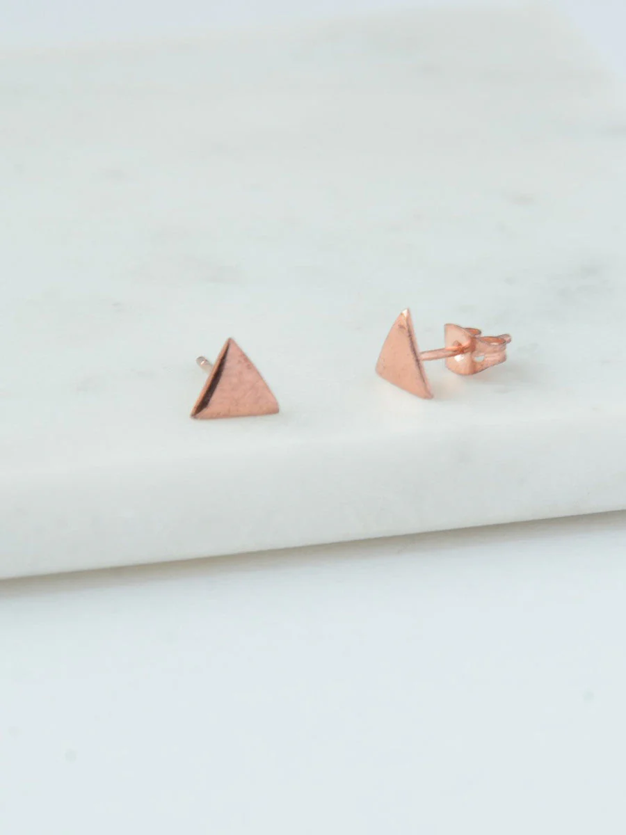 Rose Gold Triangle Studs - Image 3