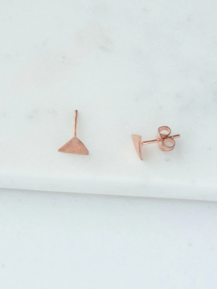 Rose Gold Triangle Studs - Image 4