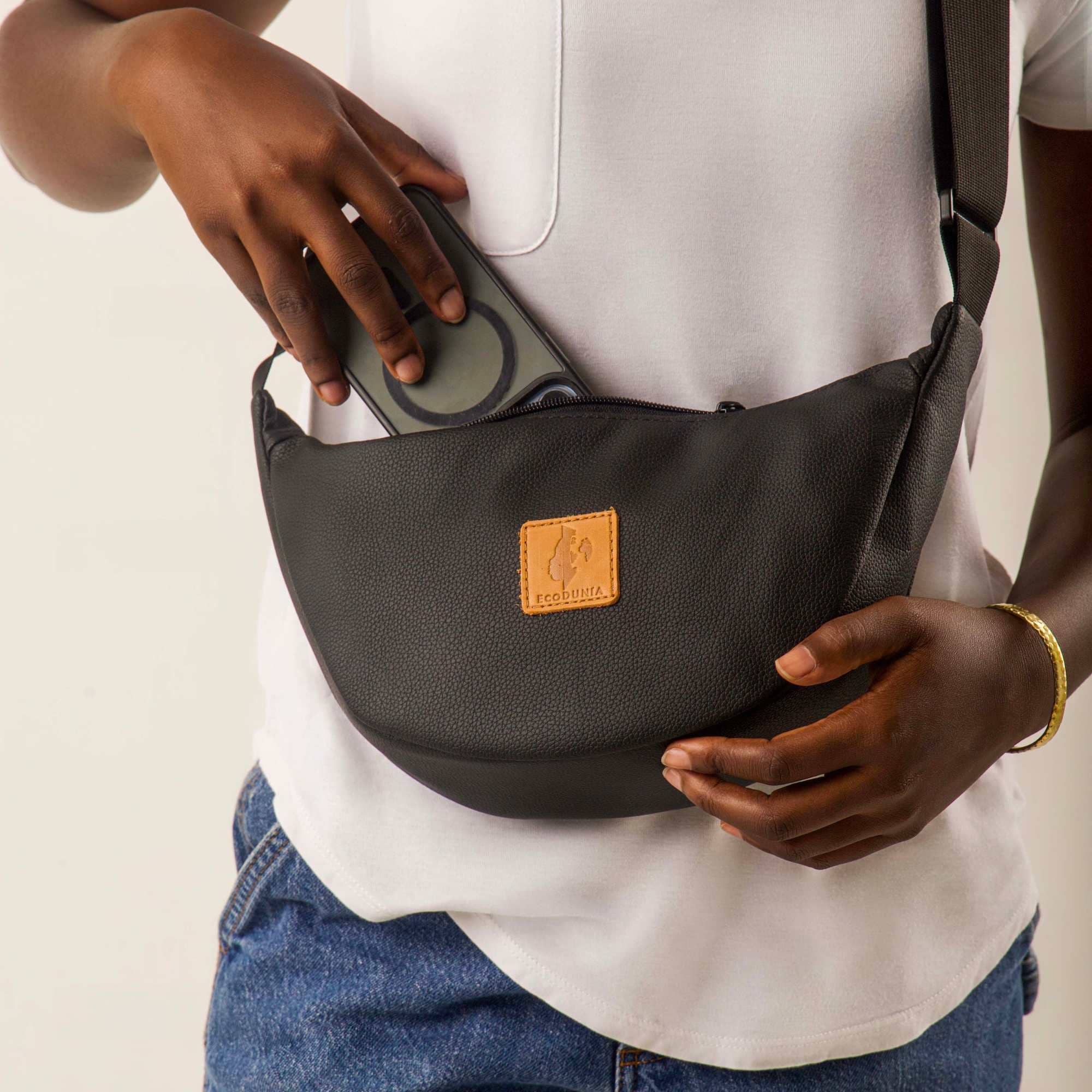Round Mini Vegan Leather Crossbody Shoulder Bag - Image 11