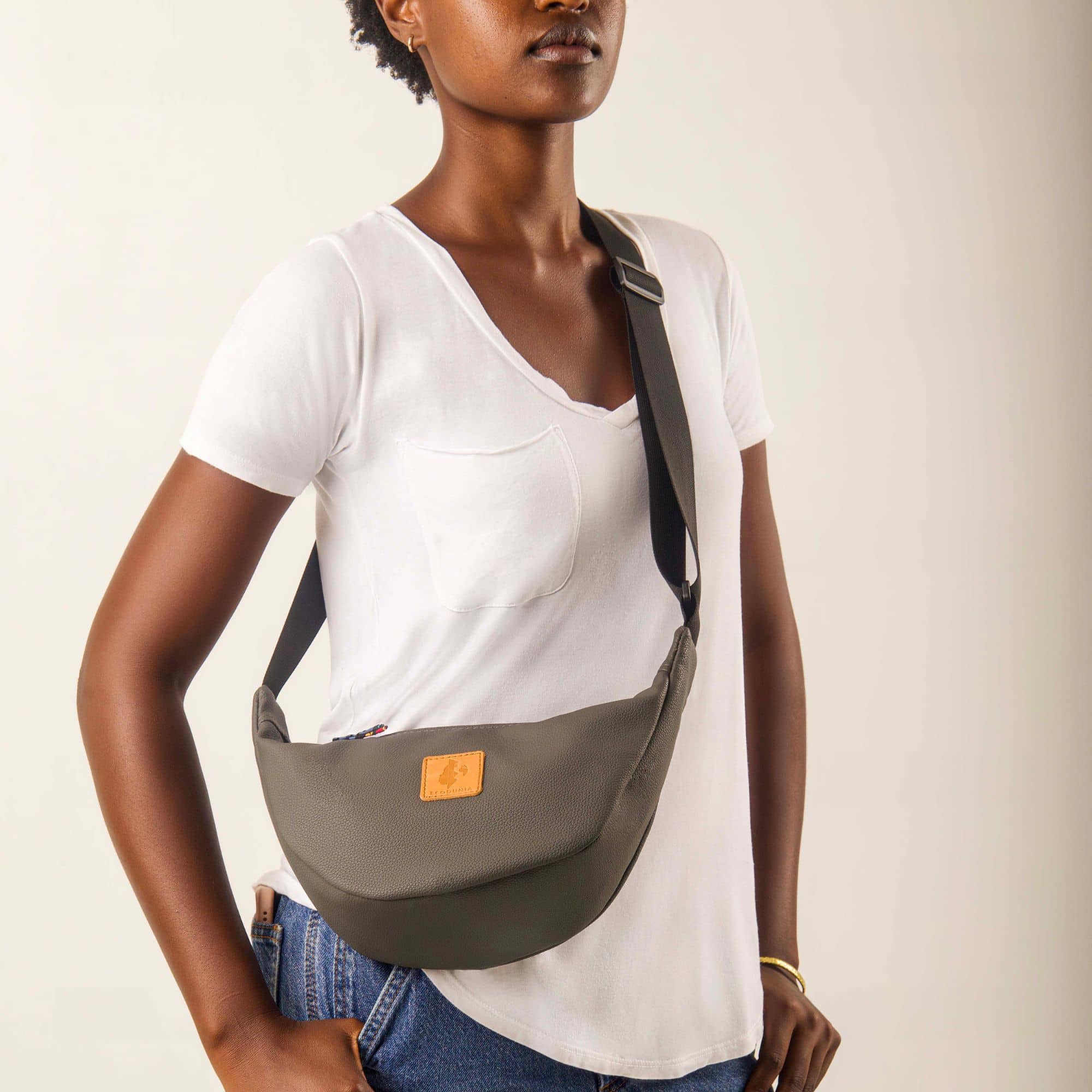 Round Mini Vegan Leather Crossbody Shoulder Bag - Image 16