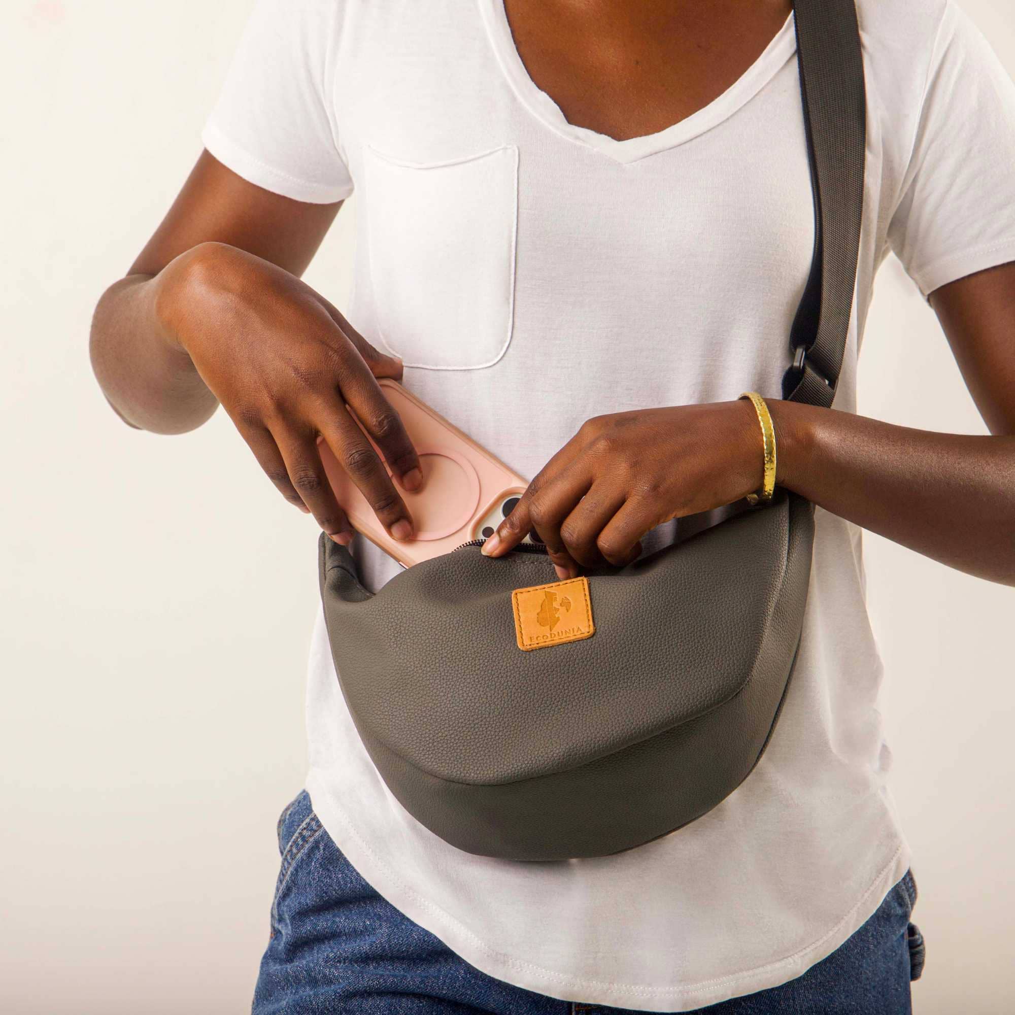 Round Mini Vegan Leather Crossbody Shoulder Bag - Image 18