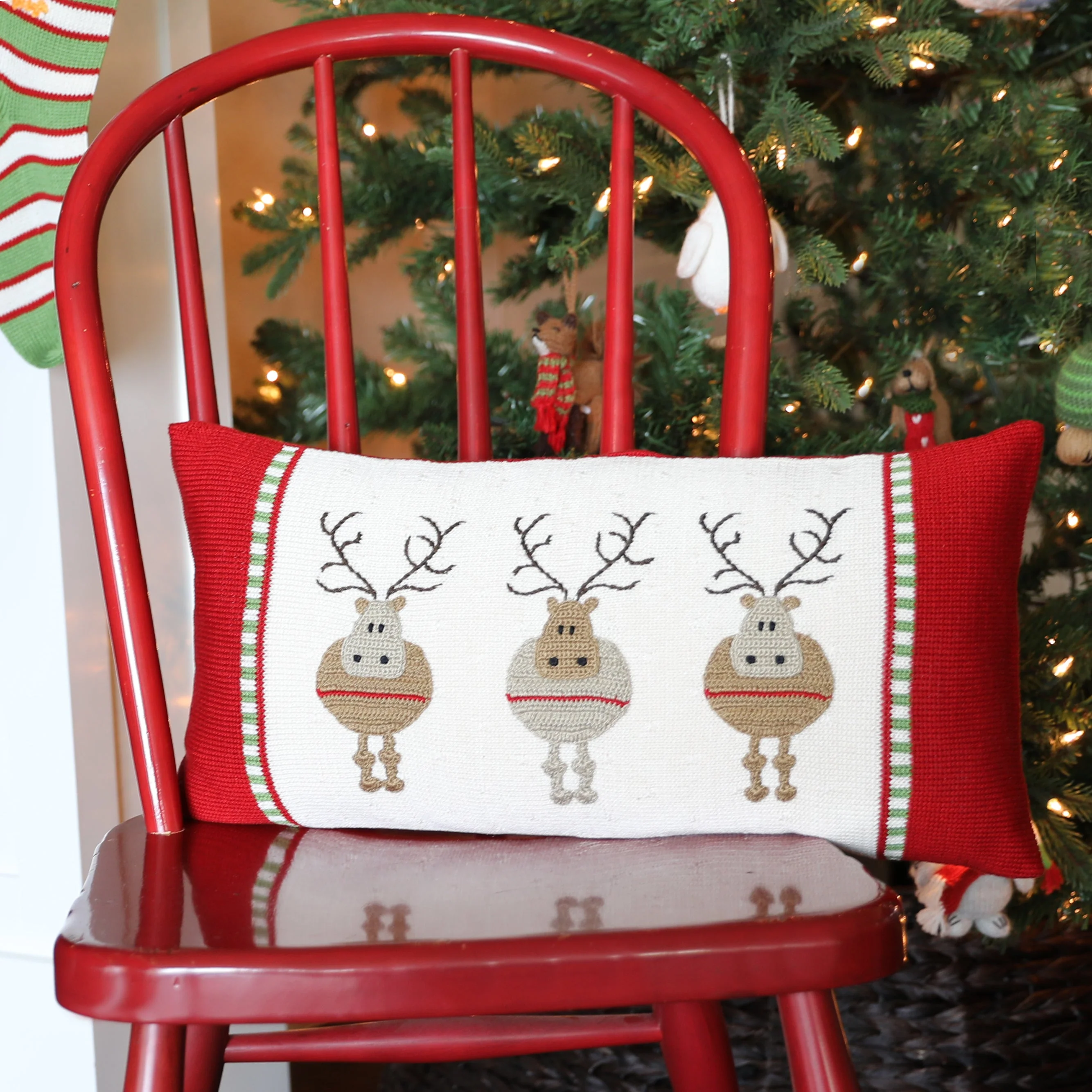 Round Reindeer Lumbar Pillow - Image 2