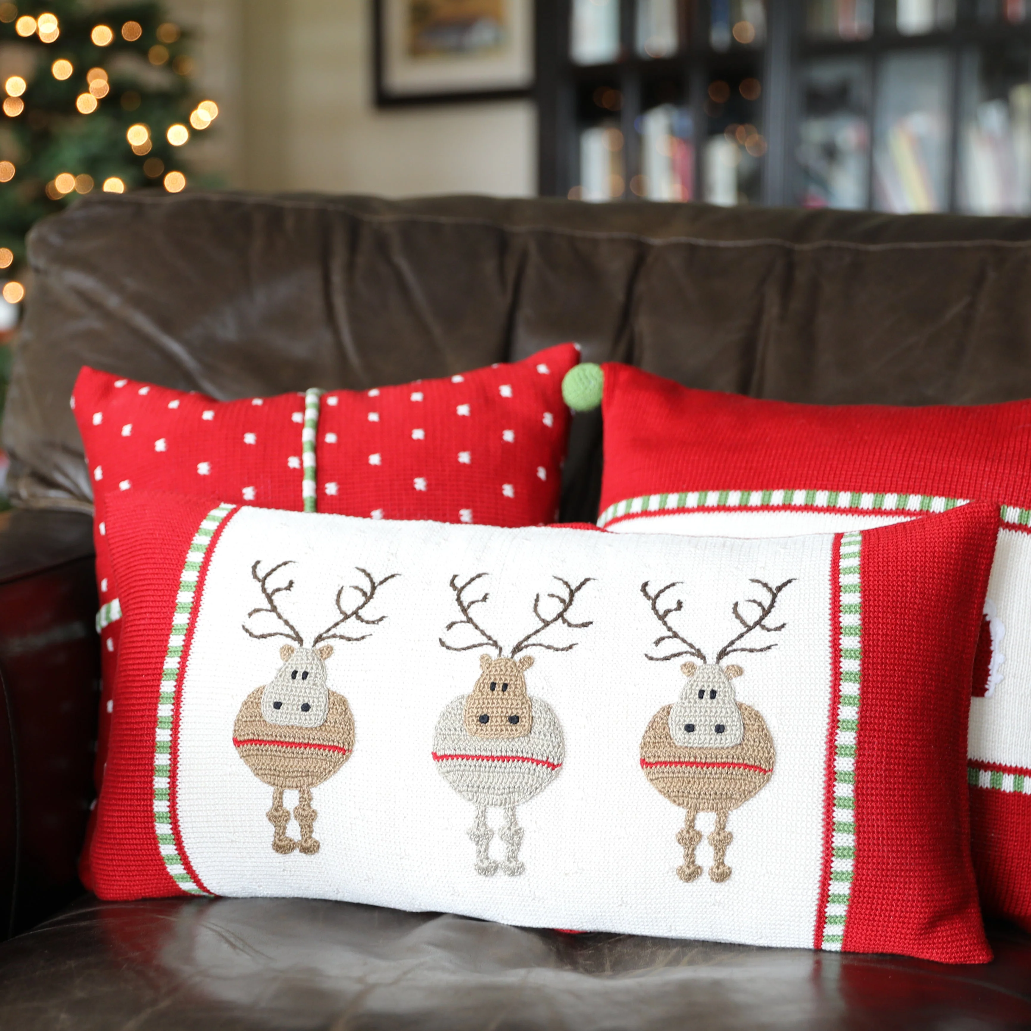 Round Reindeer Lumbar Pillow - Image 3