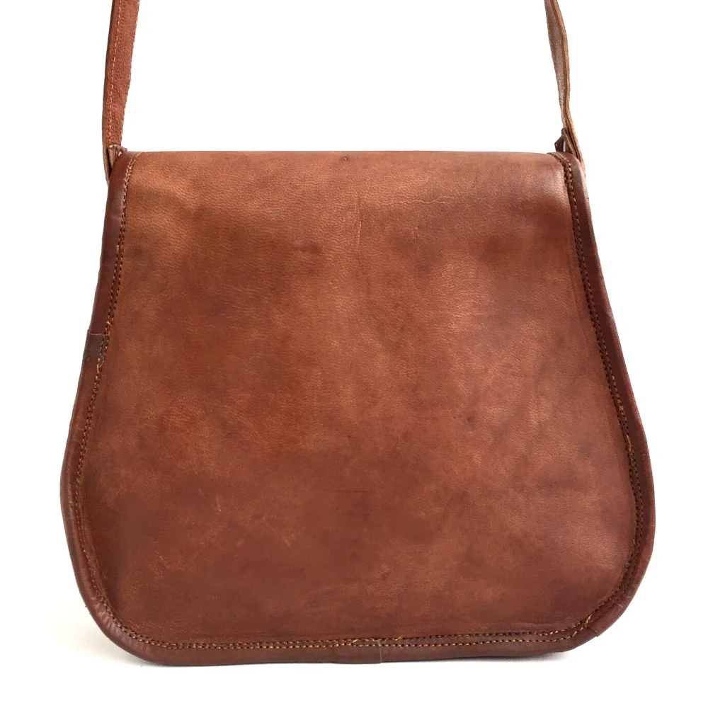 Rustic Leather Satchel Bag - Image 6