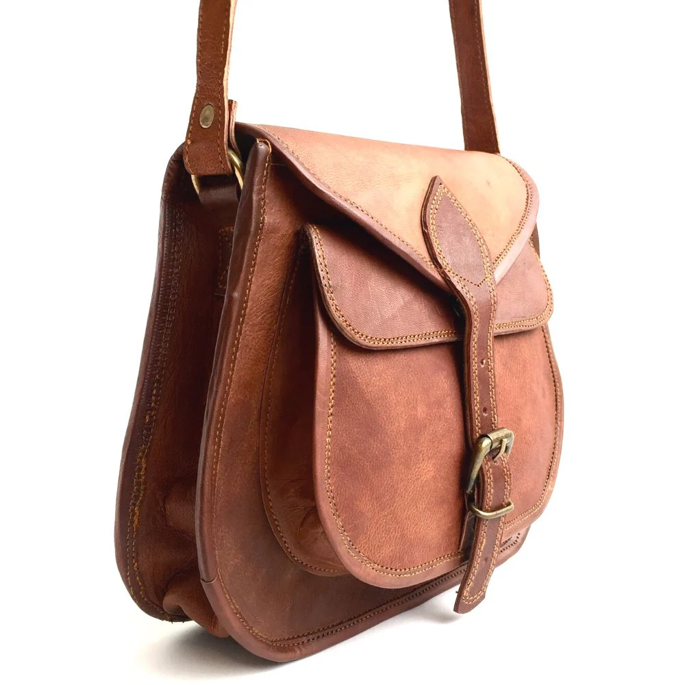 Rustic Leather Satchel Bag - Image 7