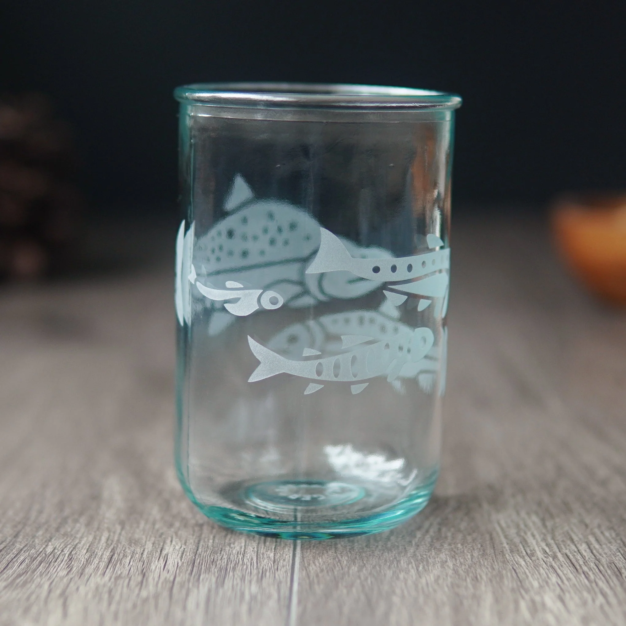 Salmon Rustic Recycled Glass Candle Cup - Image 3