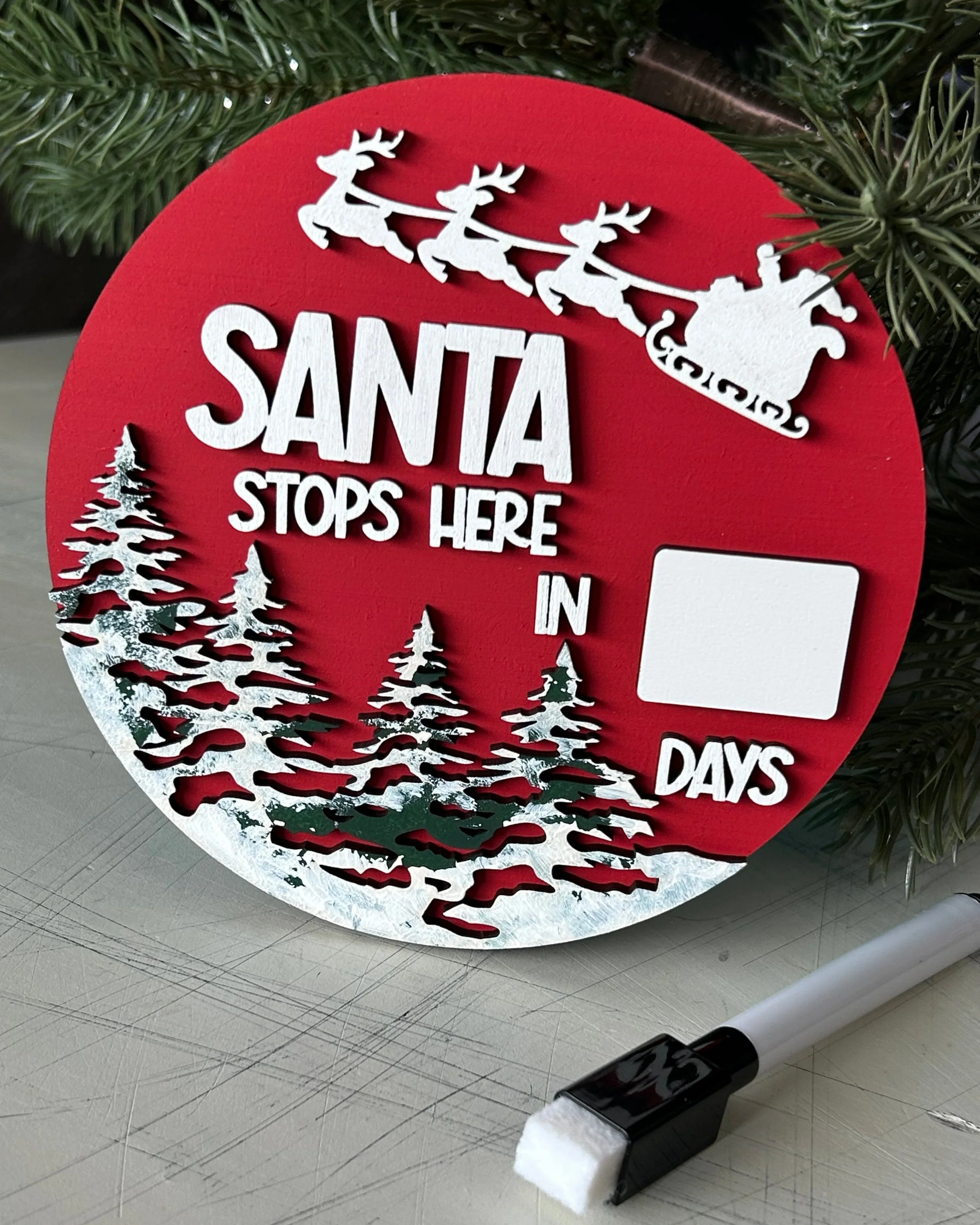 Santa stops here - dry erase Christmas Countdown Sign - Image 11