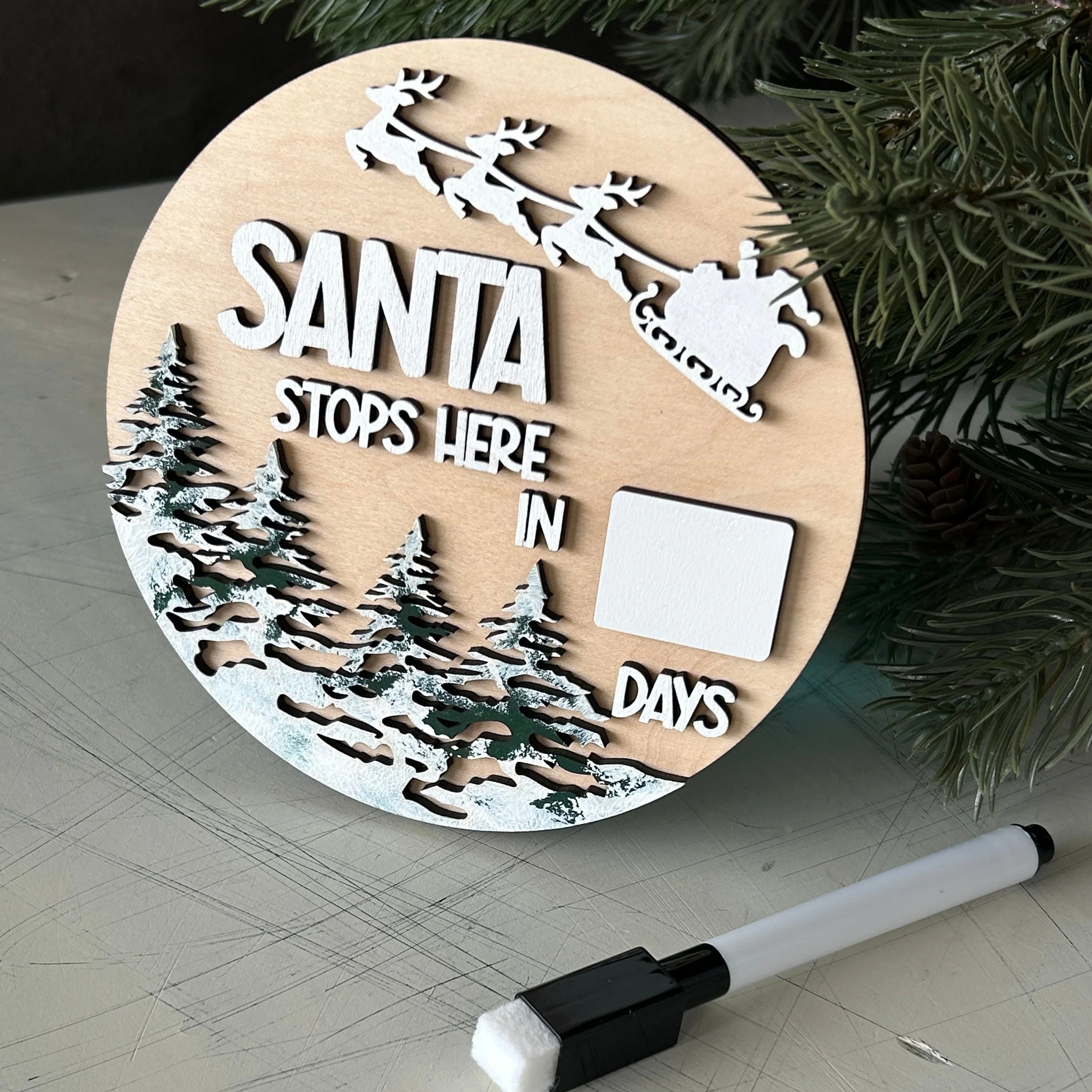 Santa stops here - dry erase Christmas Countdown Sign - Image 12