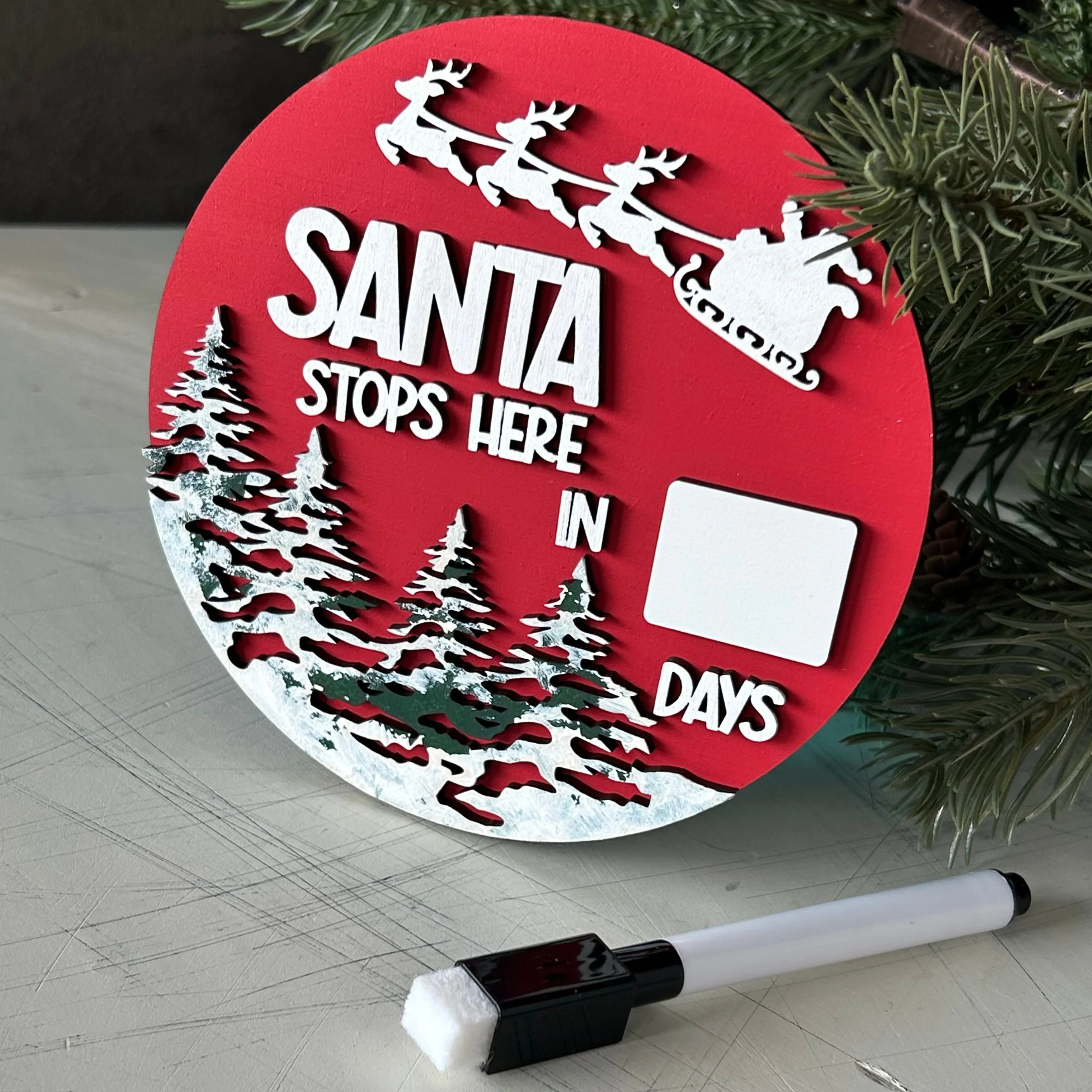 Santa stops here - dry erase Christmas Countdown Sign - Image 15