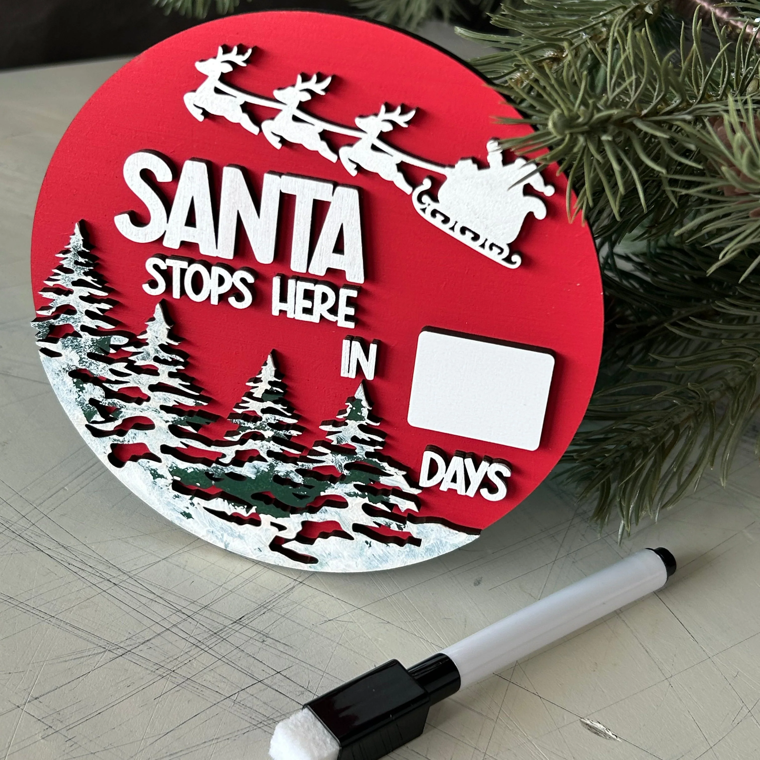 Santa stops here - dry erase Christmas Countdown Sign - Image 3