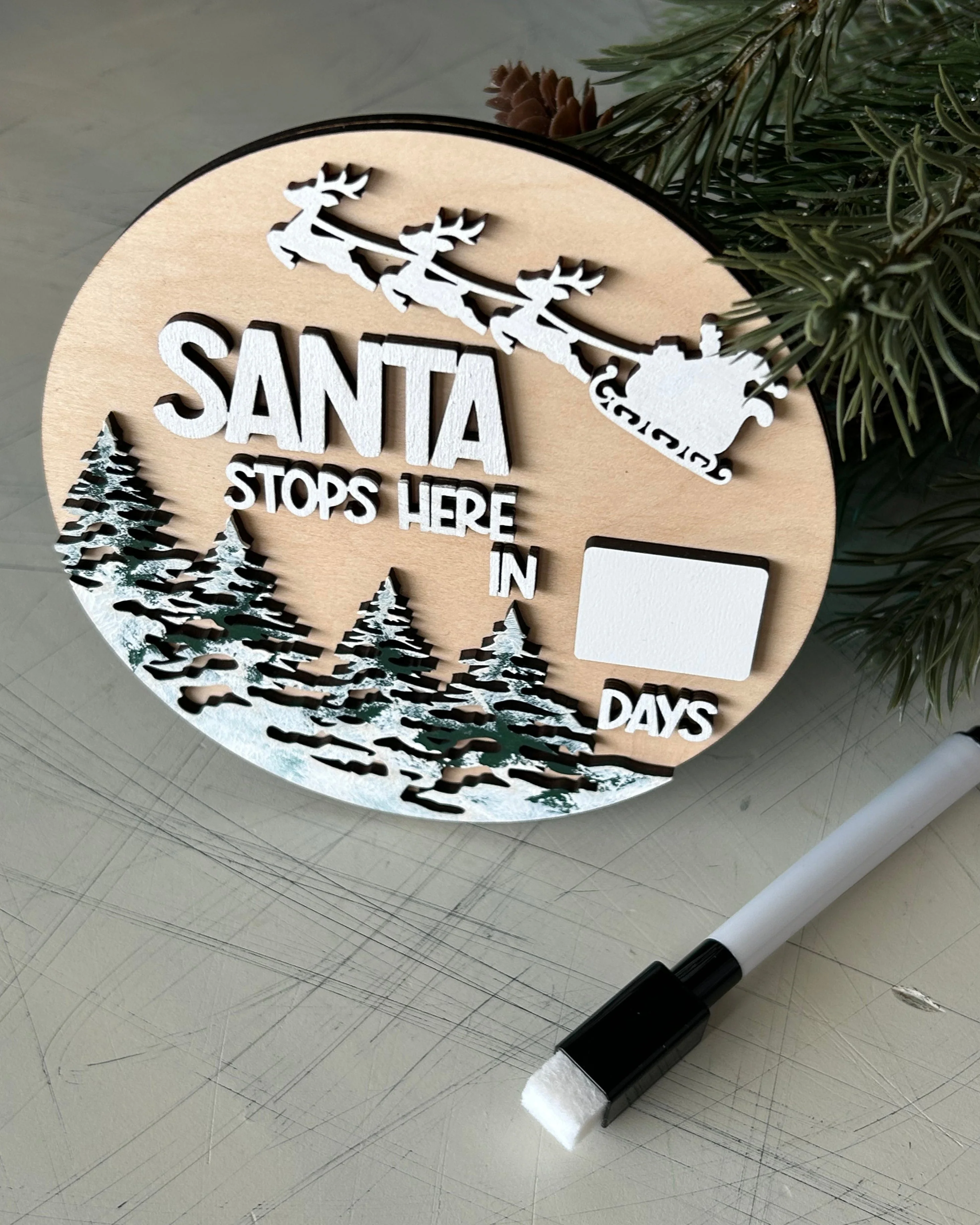 Santa stops here - dry erase Christmas Countdown Sign - Image 4