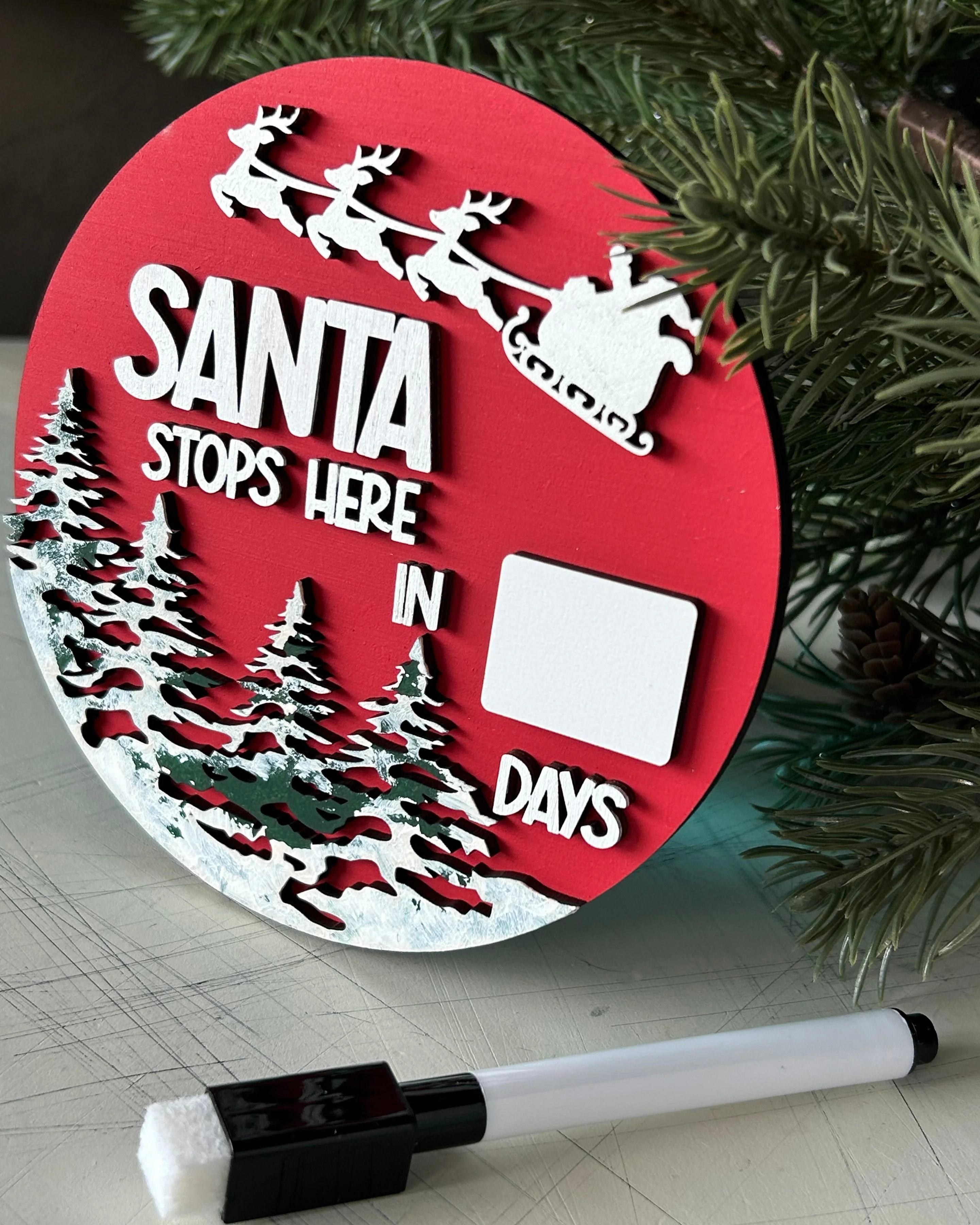 Santa stops here - dry erase Christmas Countdown Sign - Image 5