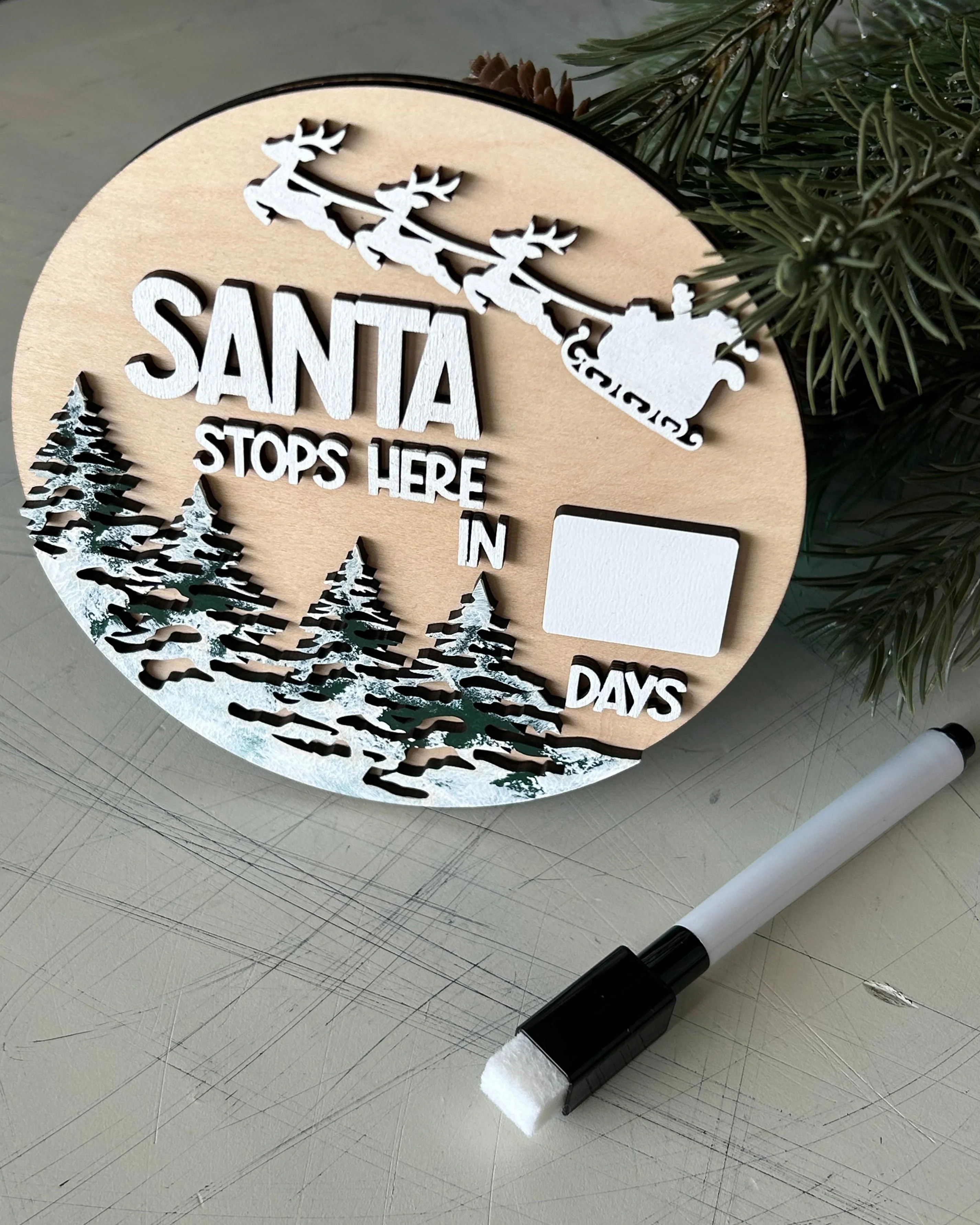 Santa stops here - dry erase Christmas Countdown Sign - Image 6