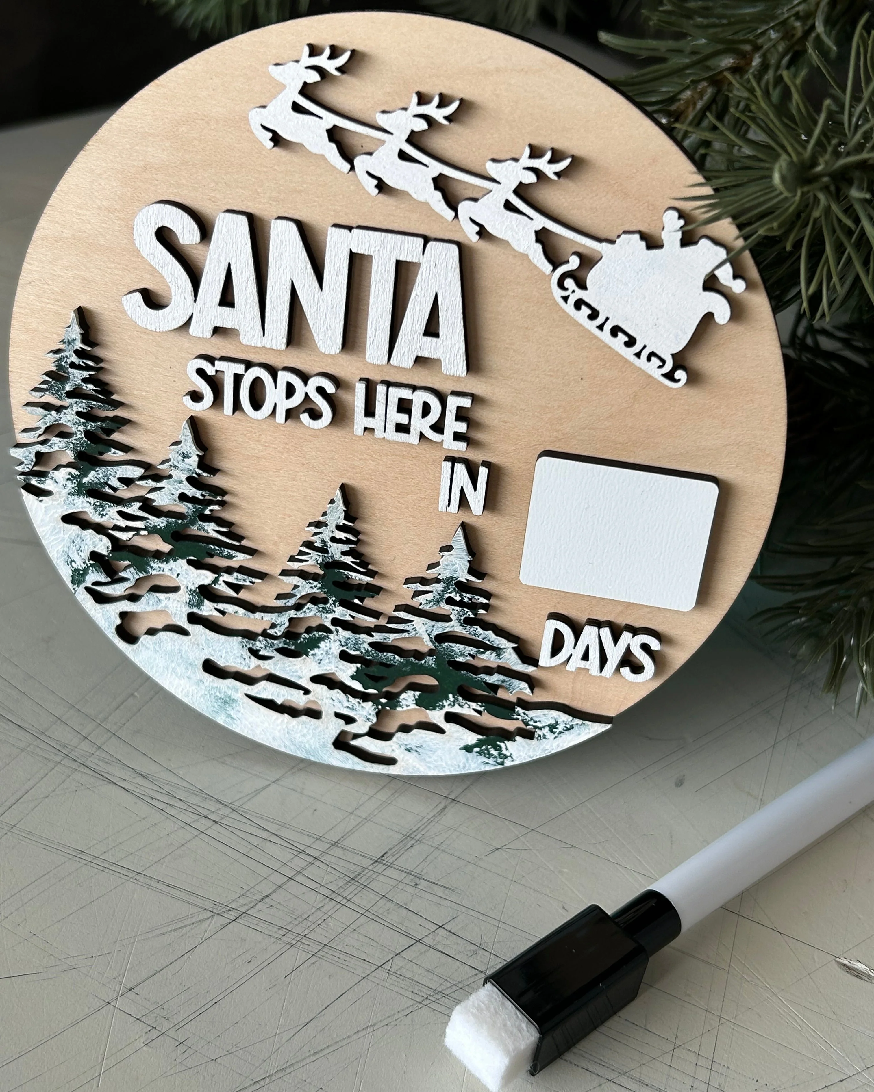 Santa stops here - dry erase Christmas Countdown Sign - Image 8