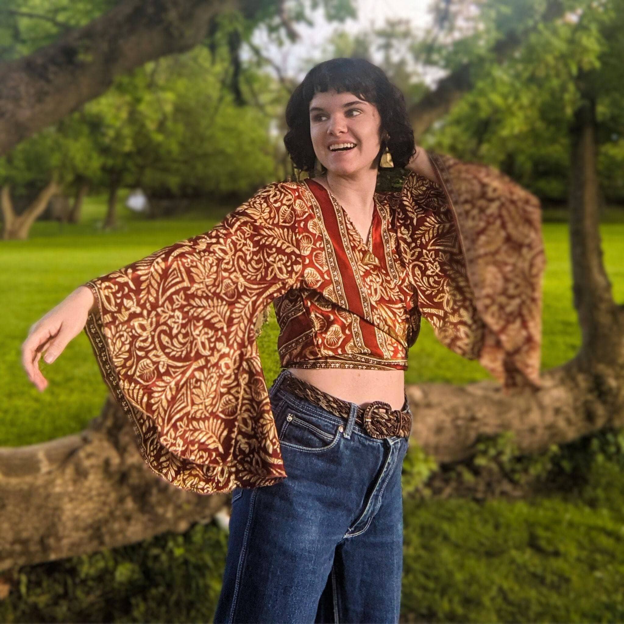 Sari Bell Sleeve Wrap Top - Image 9