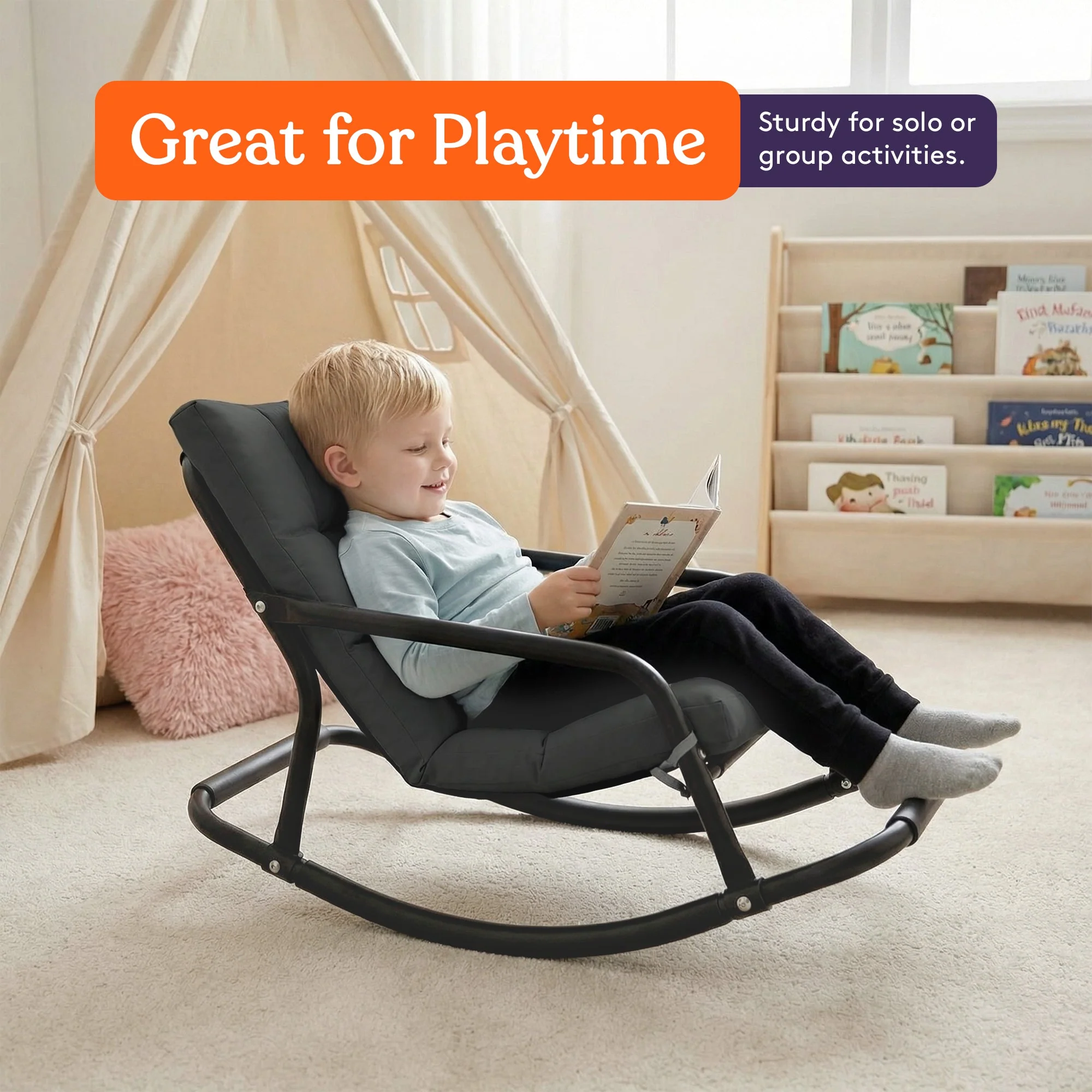 Special Supplies Sensory Rocking Chair for Kids - Comfortable Kids Rocker- Versatile Floor Chair with Soft Fabric and Stability for Playroom, Bedroom, or Nursery (Ages 3+) - Image 3