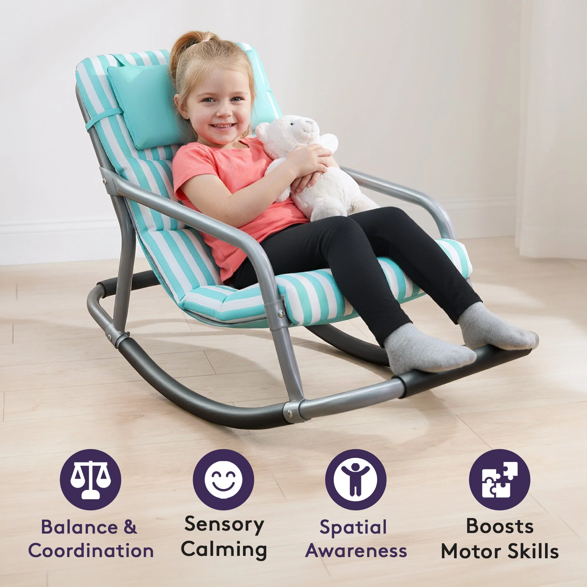 Special Supplies Sensory Rocking Chair for Kids - Comfortable Kids Rocker- Versatile Floor Chair with Soft Fabric and Stability for Playroom, Bedroom, or Nursery (Ages 3+) - Image 6