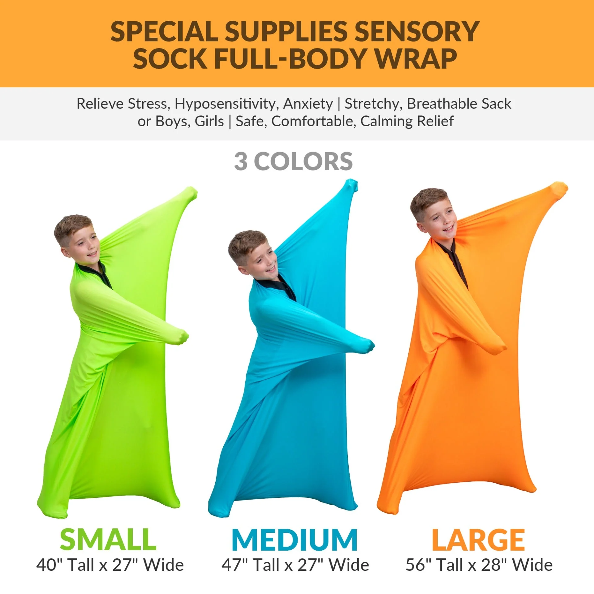 Sensory Stretchy Body Sock - New Snap Closure - Image 47