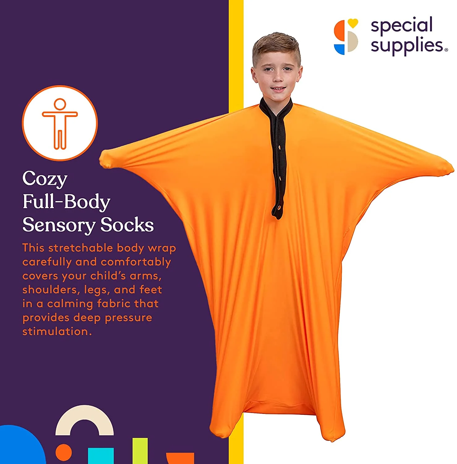 Sensory Stretchy Body Sock - New Snap Closure - Image 9