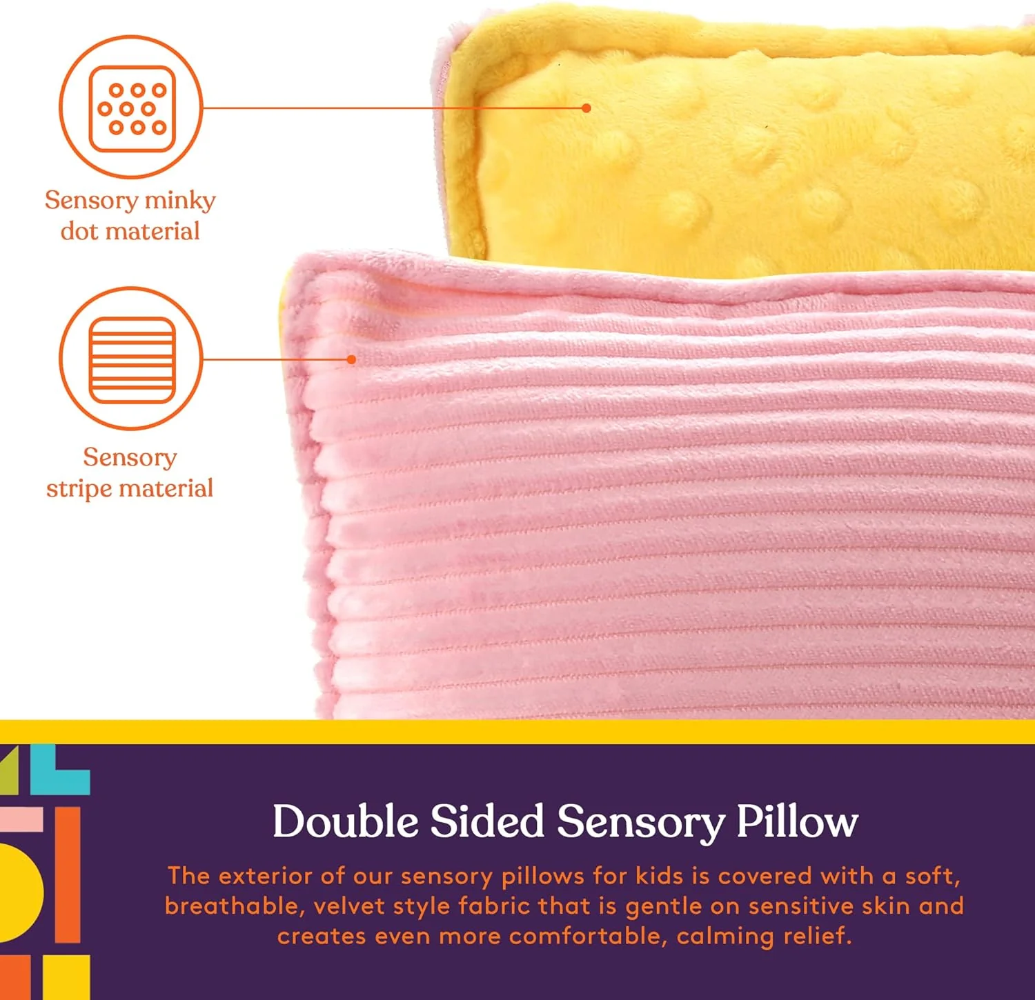 Sensory Vibrating Pillow - Pink & Yellow - Image 5