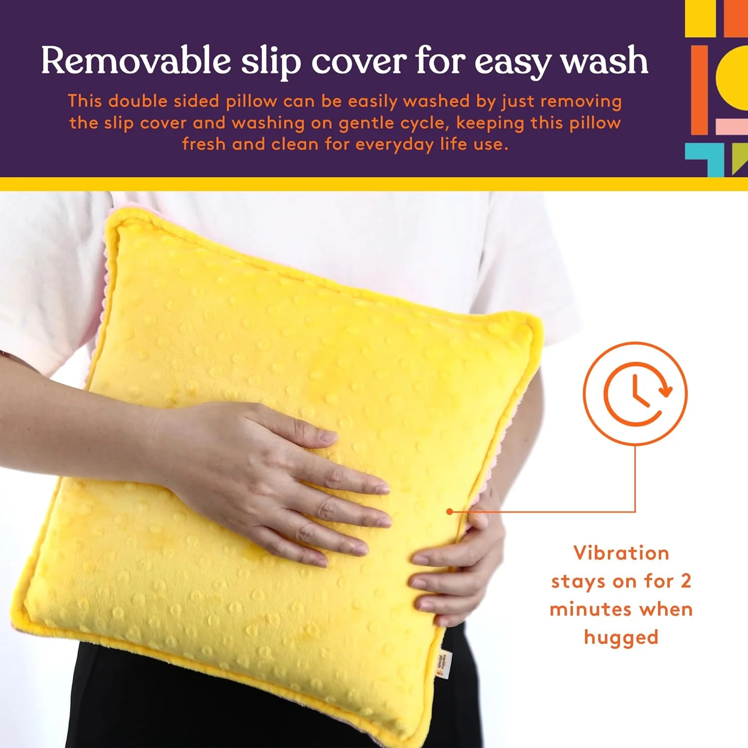 Sensory Vibrating Pillow - Pink & Yellow - Image 9