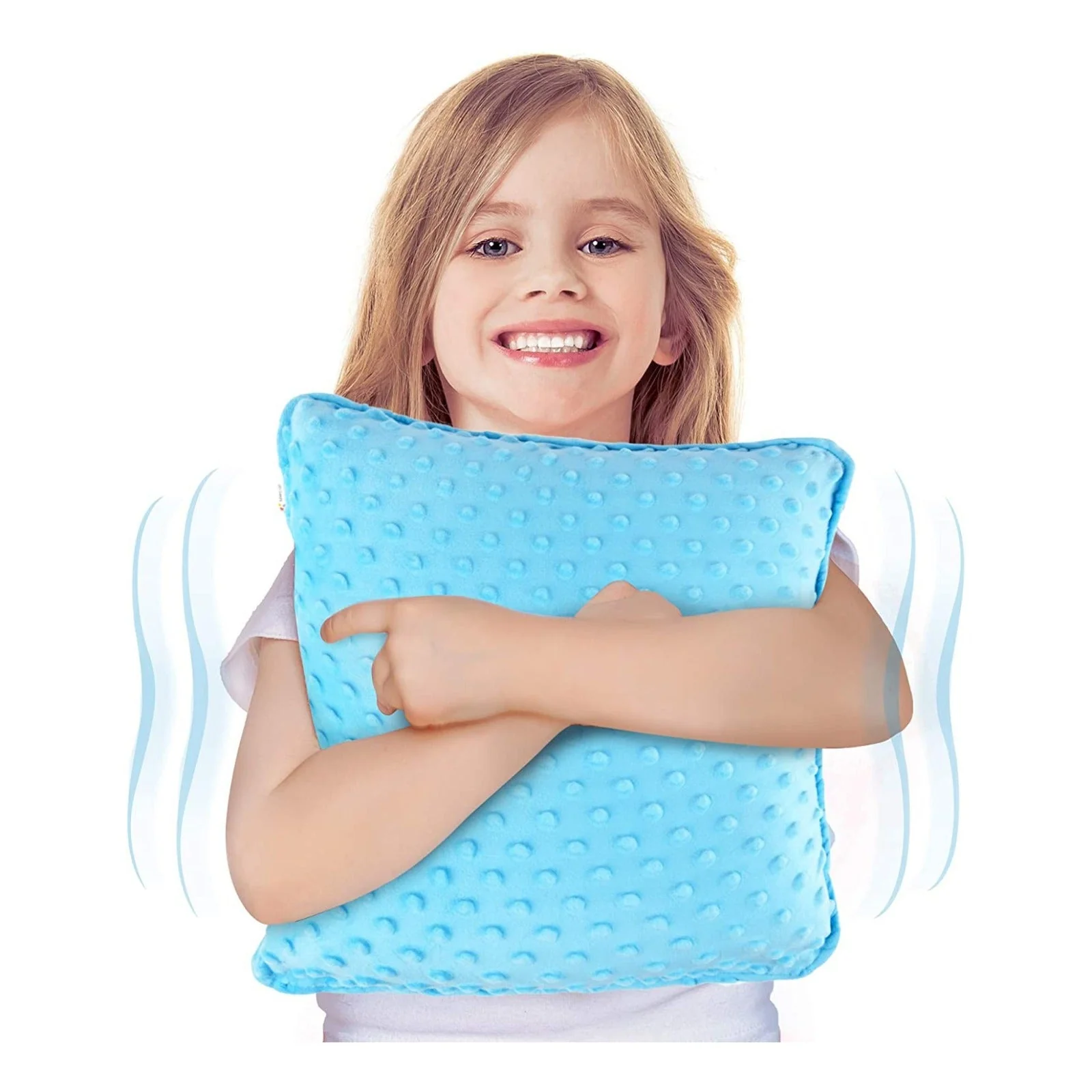 Sensory Vibrating Pillow â Pressure-Activated Calming Support for Kids & Adults, 12â Plush with Textured Bumps, 3 Vibration Modes, Music & Voice Recording (Blue)