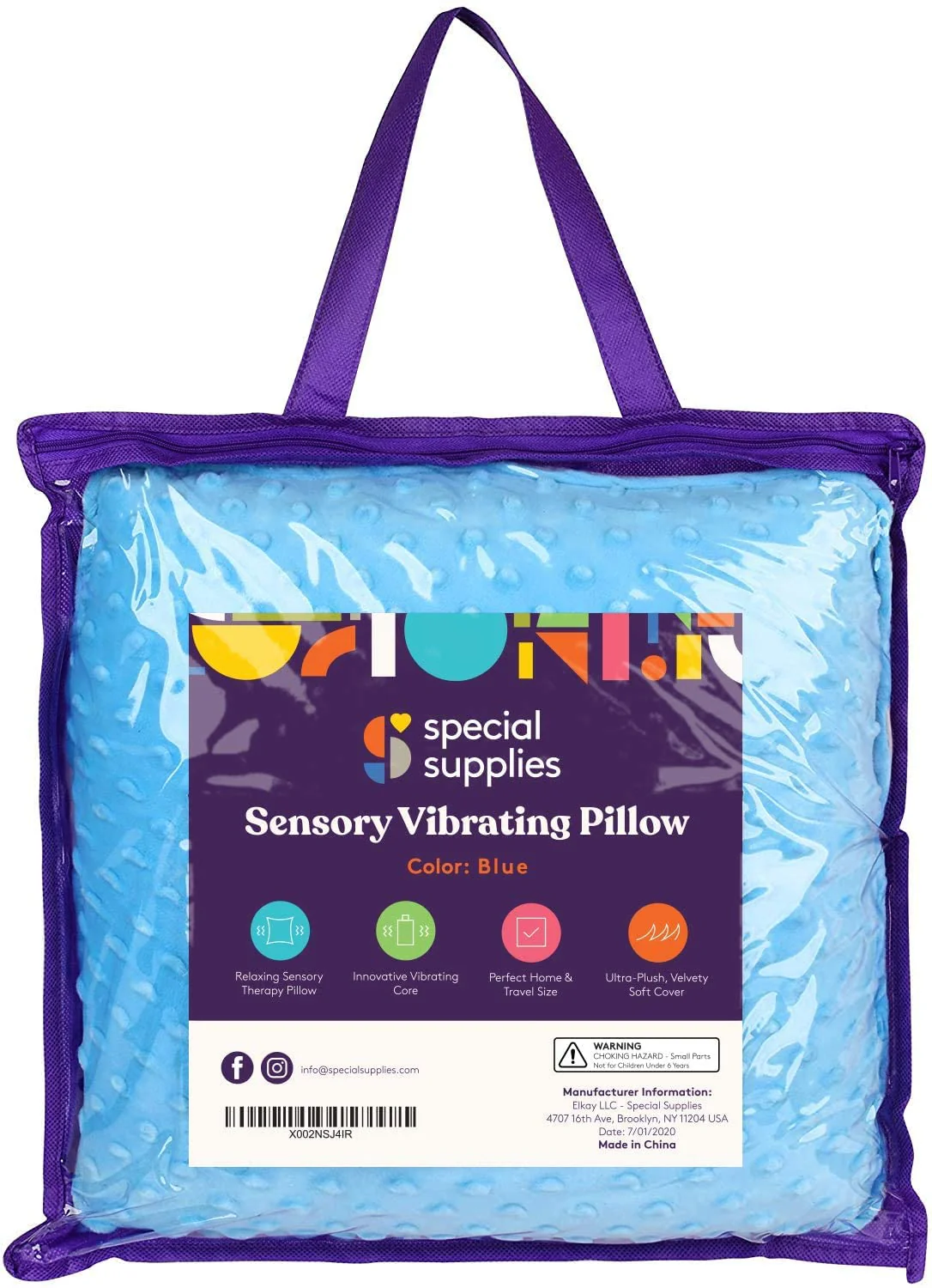 Sensory Vibrating Pillow â Pressure-Activated Calming Support for Kids & Adults, 12â Plush with Textured Bumps, 3 Vibration Modes, Music & Voice Recording (Blue) - Image 10