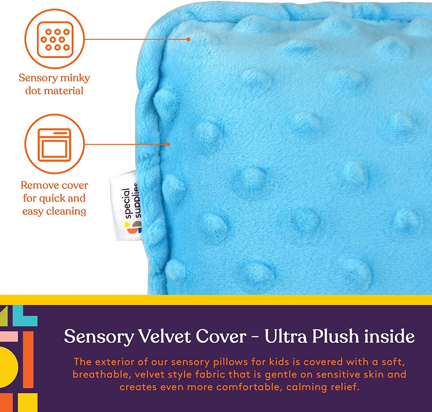 Sensory Vibrating Pillow â Pressure-Activated Calming Support for Kids & Adults, 12â Plush with Textured Bumps, 3 Vibration Modes, Music & Voice Recording (Blue) - Image 3