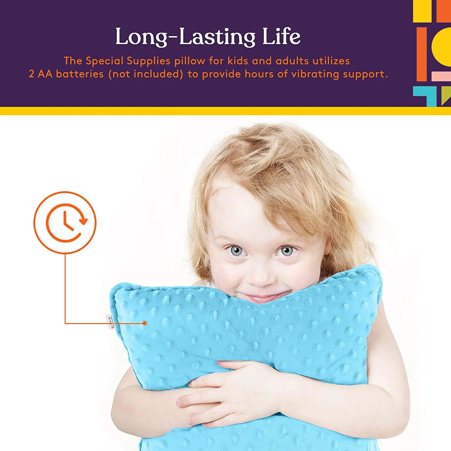 Sensory Vibrating Pillow â Pressure-Activated Calming Support for Kids & Adults, 12â Plush with Textured Bumps, 3 Vibration Modes, Music & Voice Recording (Blue) - Image 7