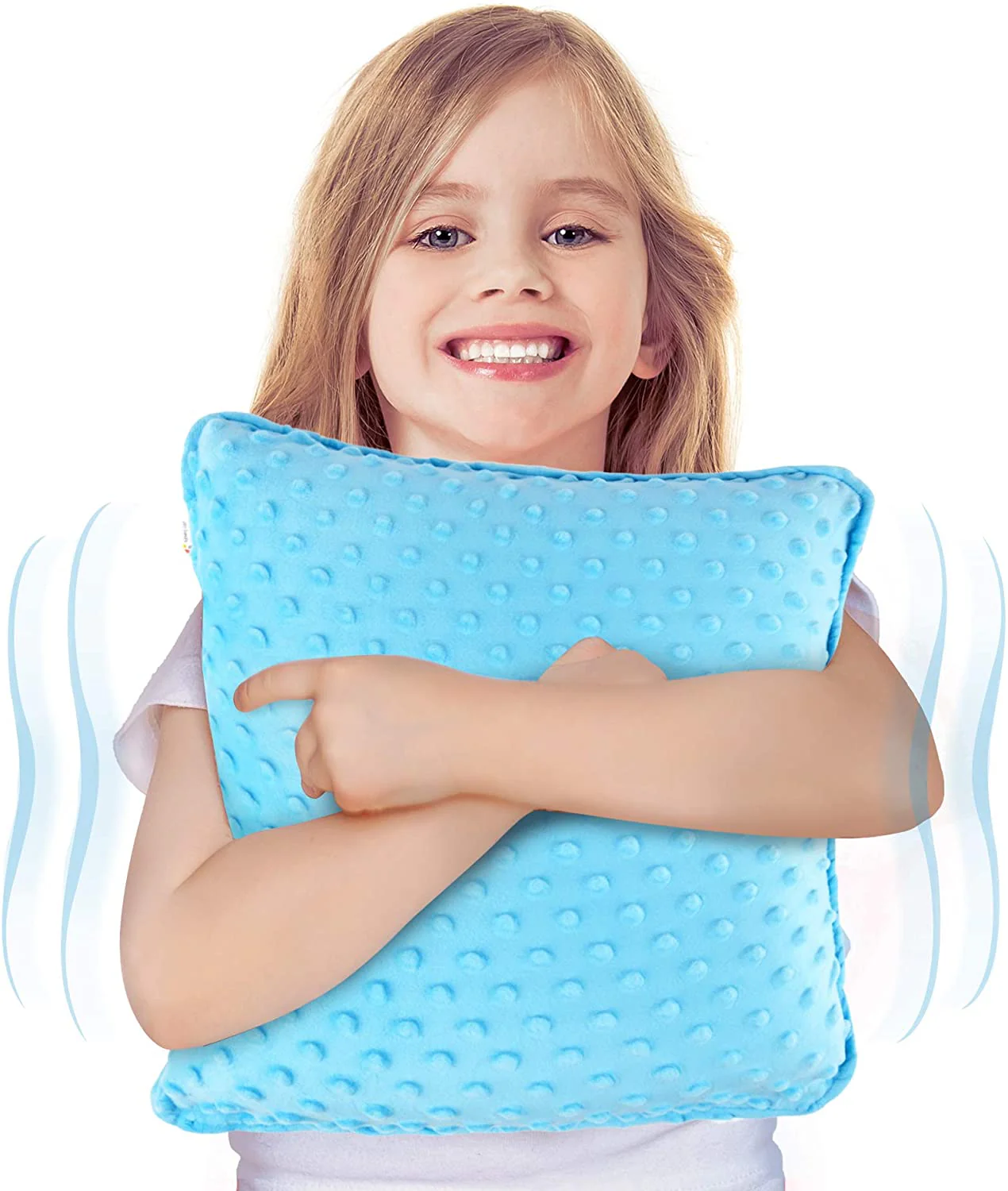 Sensory Vibrating Pillow â Pressure-Activated Calming Support for Kids & Adults, 12â Plush with Textured Bumps, 3 Vibration Modes, Music & Voice Recording (Blue) - Image 9