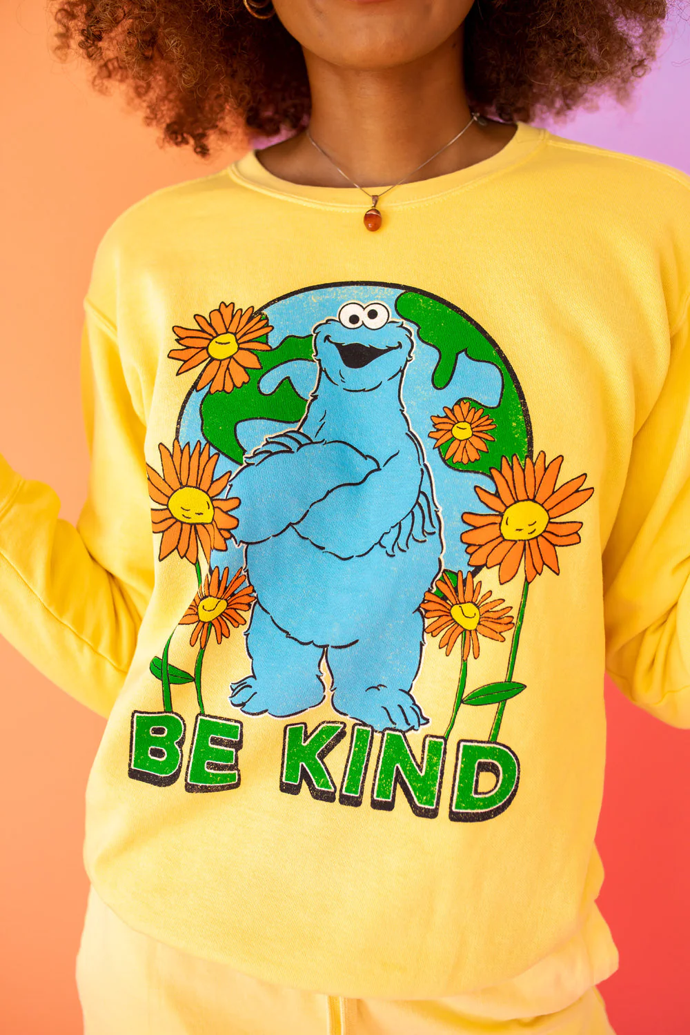 Sesame Sweatshirt Be Kind Cookie Monster Sweatshirt - Image 4