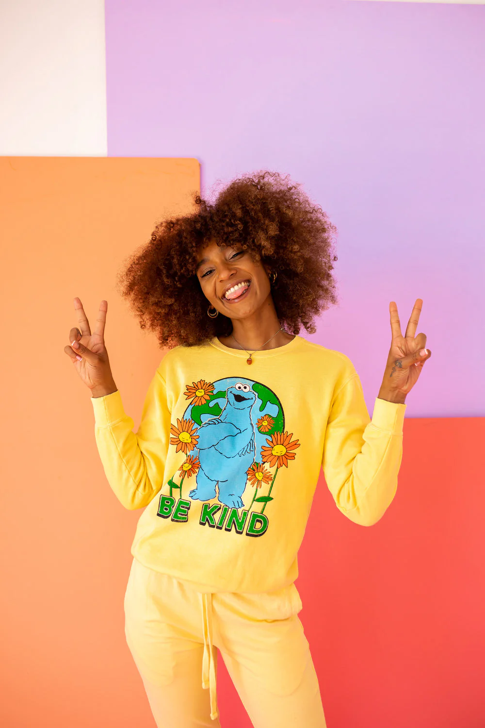 Sesame Sweatshirt Be Kind Cookie Monster Sweatshirt - Image 5