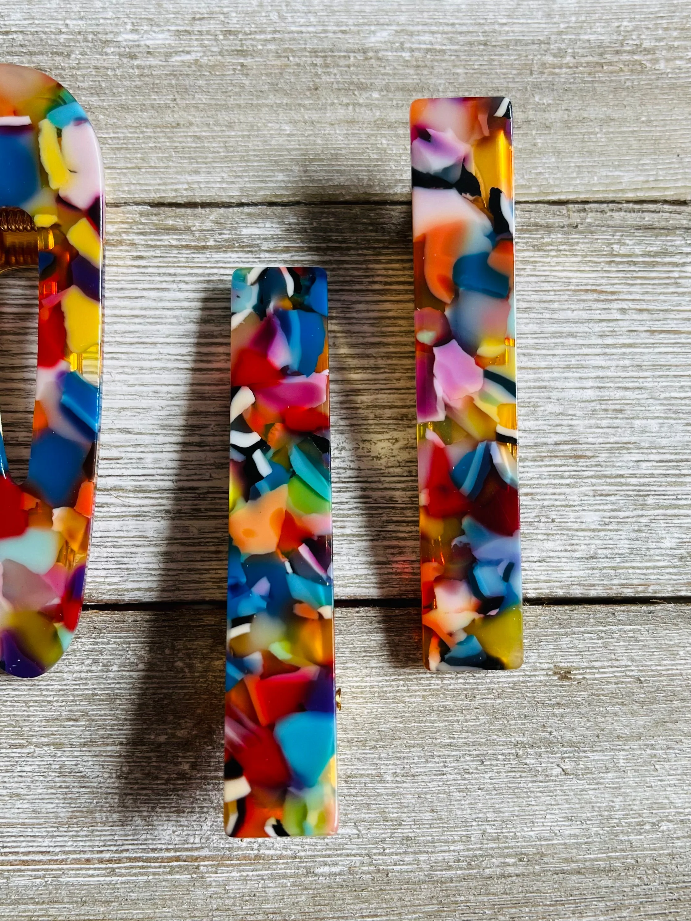 Set of 2 Rainbow Mosaic Acetate Alligator Hair Clips - Image 4