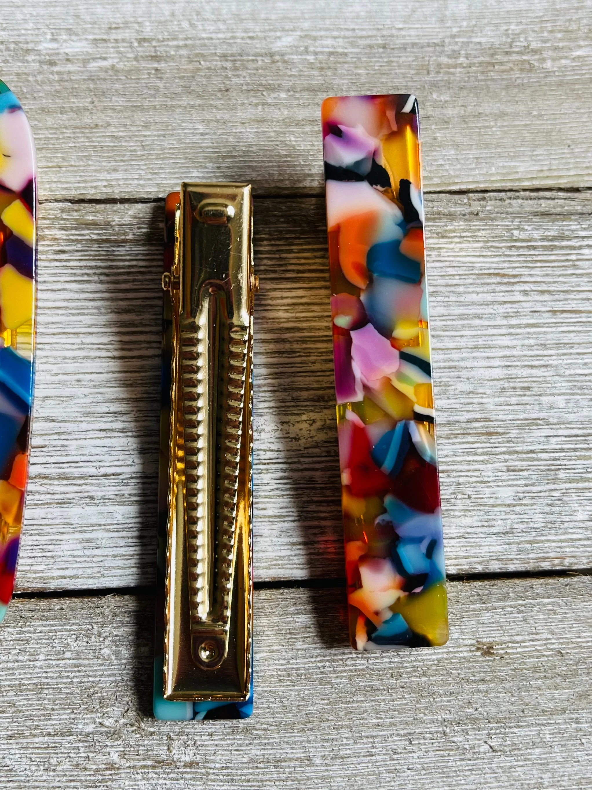 Set of 2 Rainbow Mosaic Acetate Alligator Hair Clips - Image 5