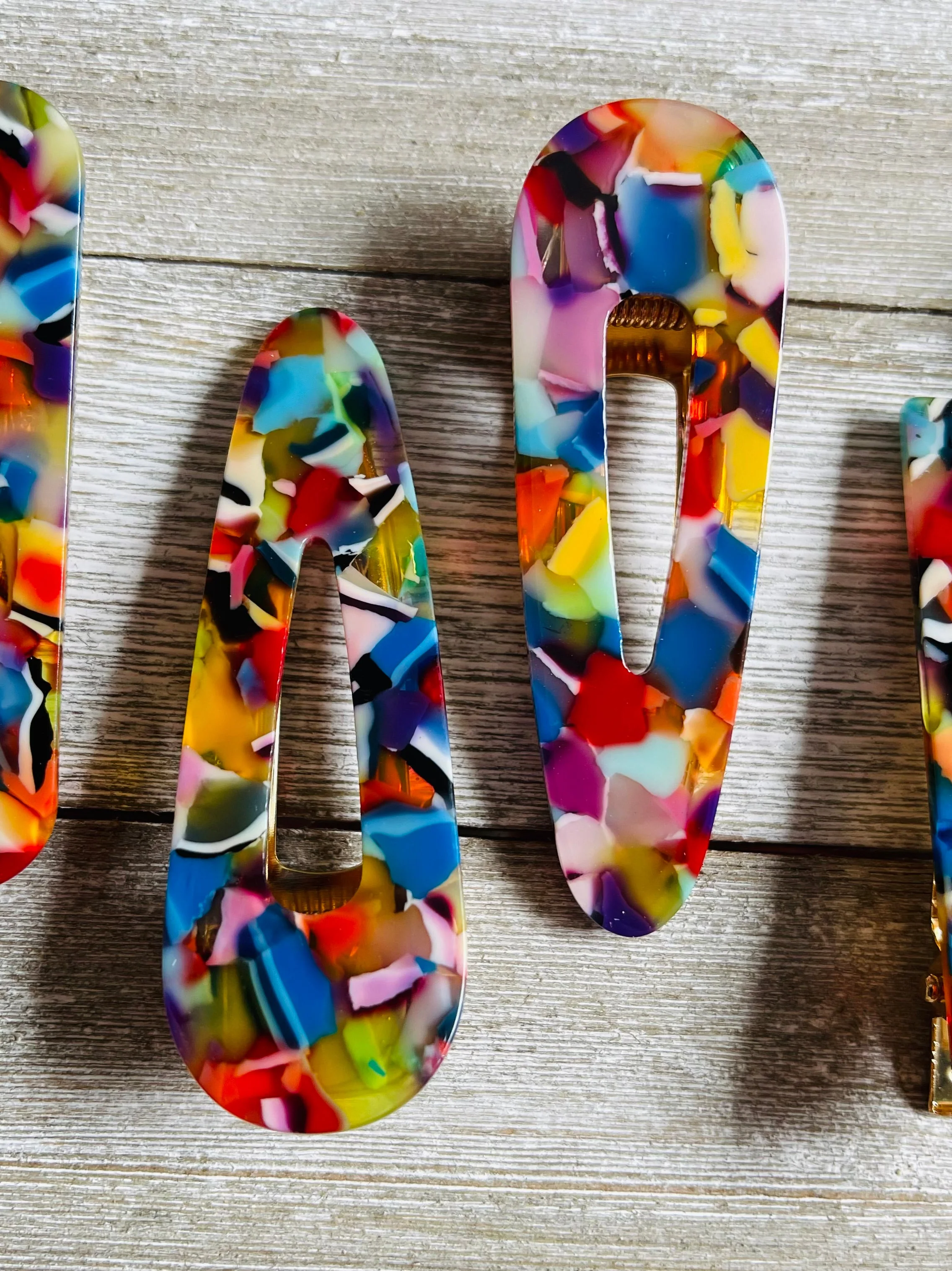 Set of 2 Rainbow Mosaic Acetate Alligator Hair Clips - Image 6