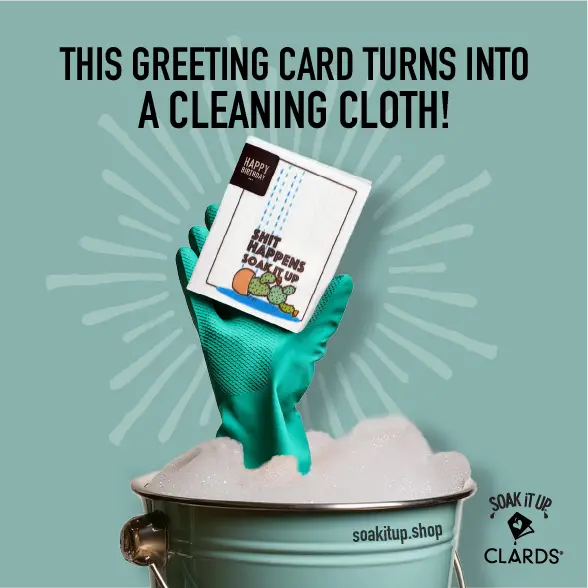 Sh*t Happens Soak iT Up Greeting Card Turns Into a Swedish Sponge Cloth | Soak iT Up Clard® - Image 6