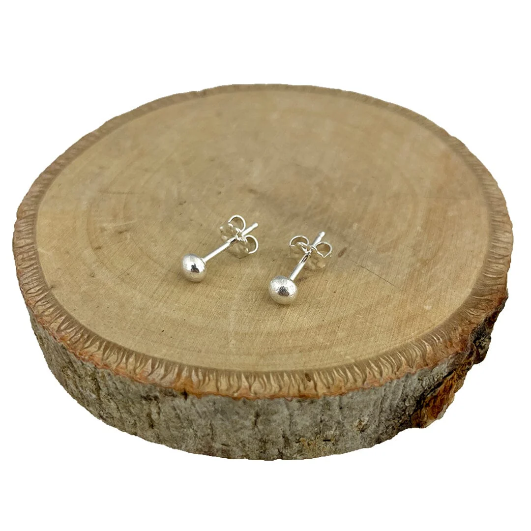 Silver Ball Earrings - Image 3