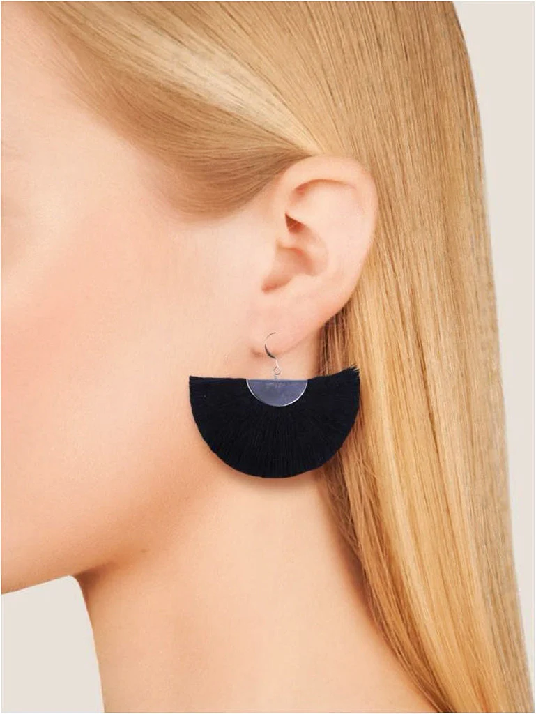 Silver Half Moon Fan Earrings - Image 3