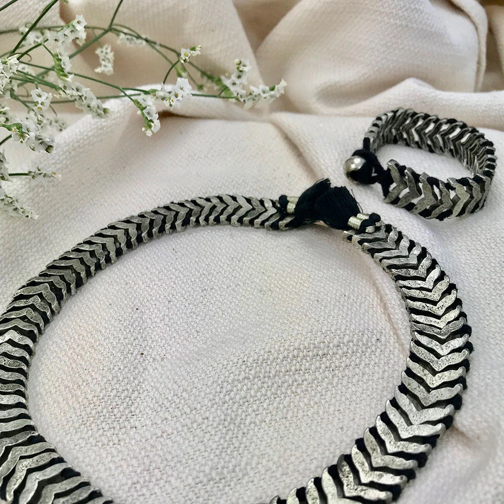 Silver Temple Collar Necklace - Image 2