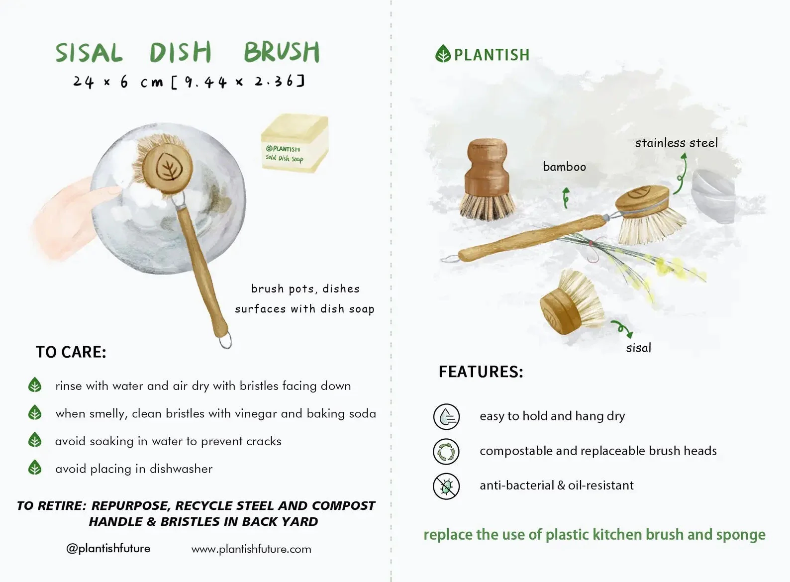 Sisal Dish Brush Replacement Head (1-Pack Refill) - Image 5