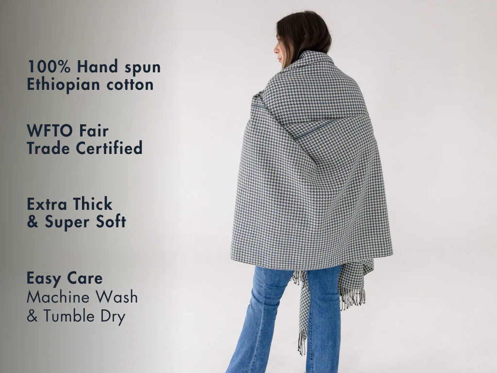 Sitota Handwoven Ethiopian Cotton Throw Blanket - Image 2