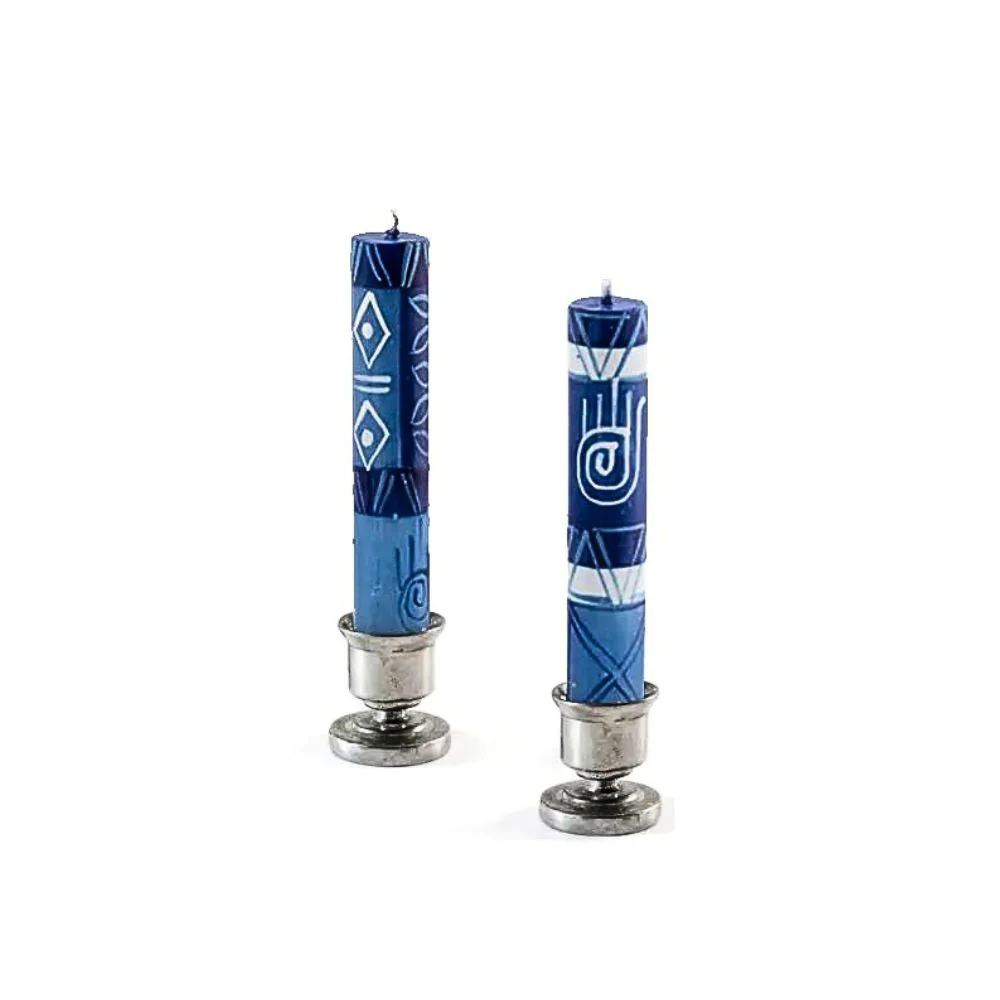 Small Shabbat Hamsa Painted Candles - Set of 4 - Image 2
