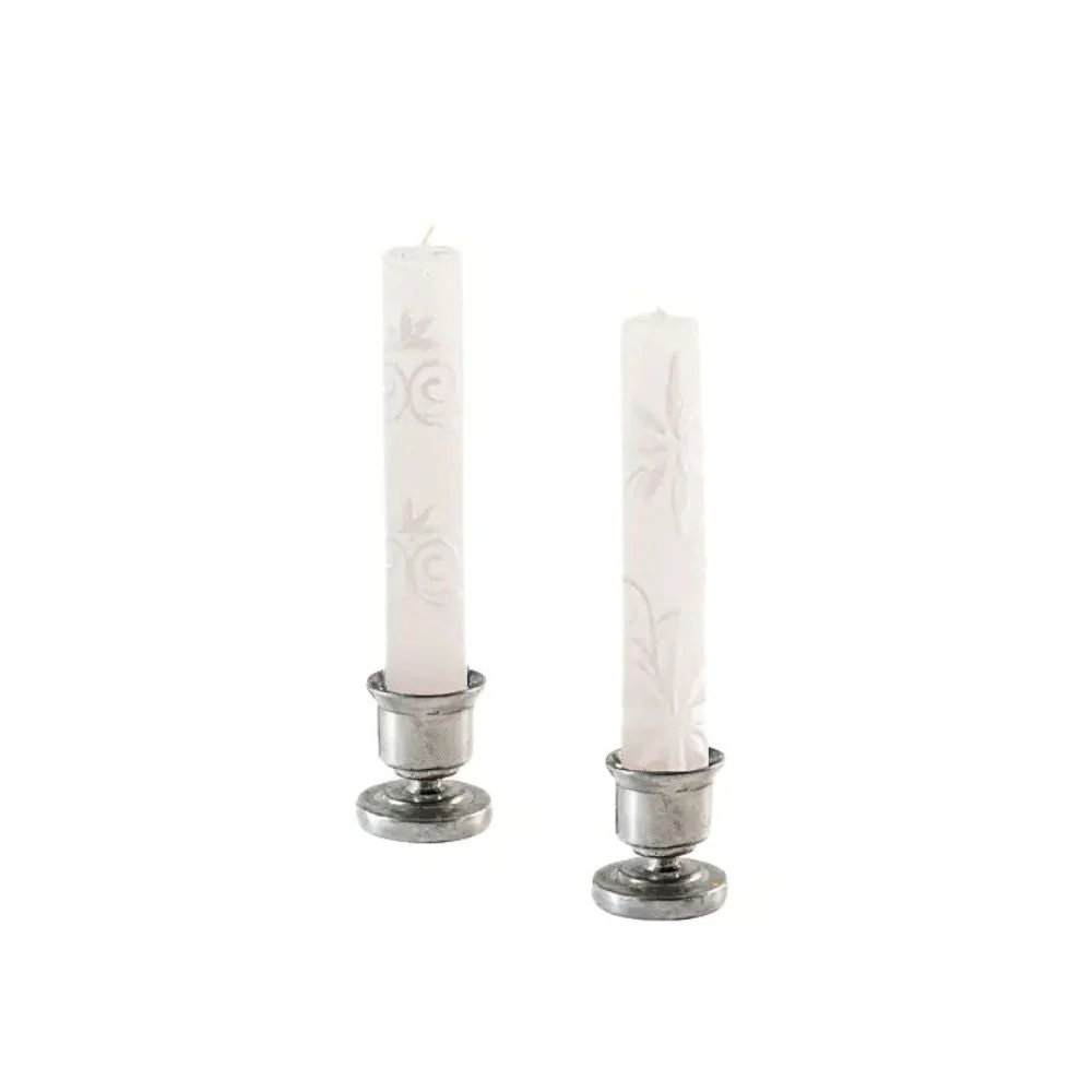 Small Shabbat White on White Candles - Set of 4 - Image 2