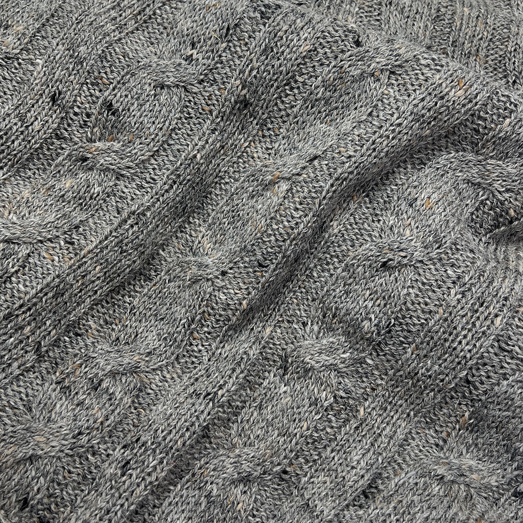 Smoke Gray Cable Knit Alpaca Throw - Image 4