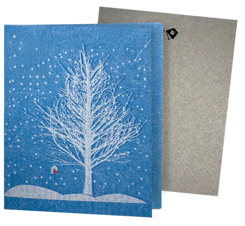 Snowy Red Cardinal â Greeting Turns Into a Swedish Sponge Cloth | Soak iT Up ClardÂź