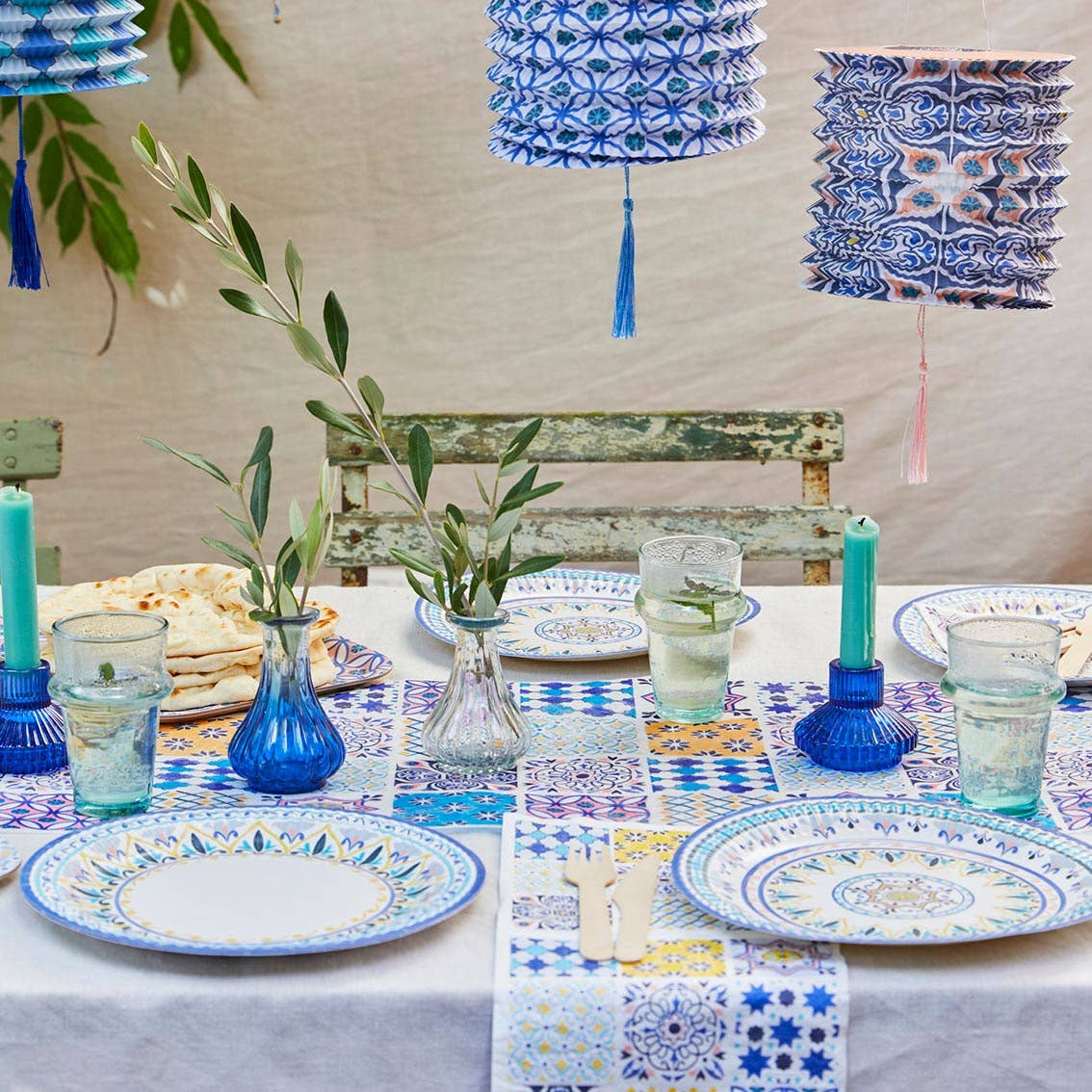 Souk Blue Summer Napkins for Summer Party - 20 Pack - Image 4