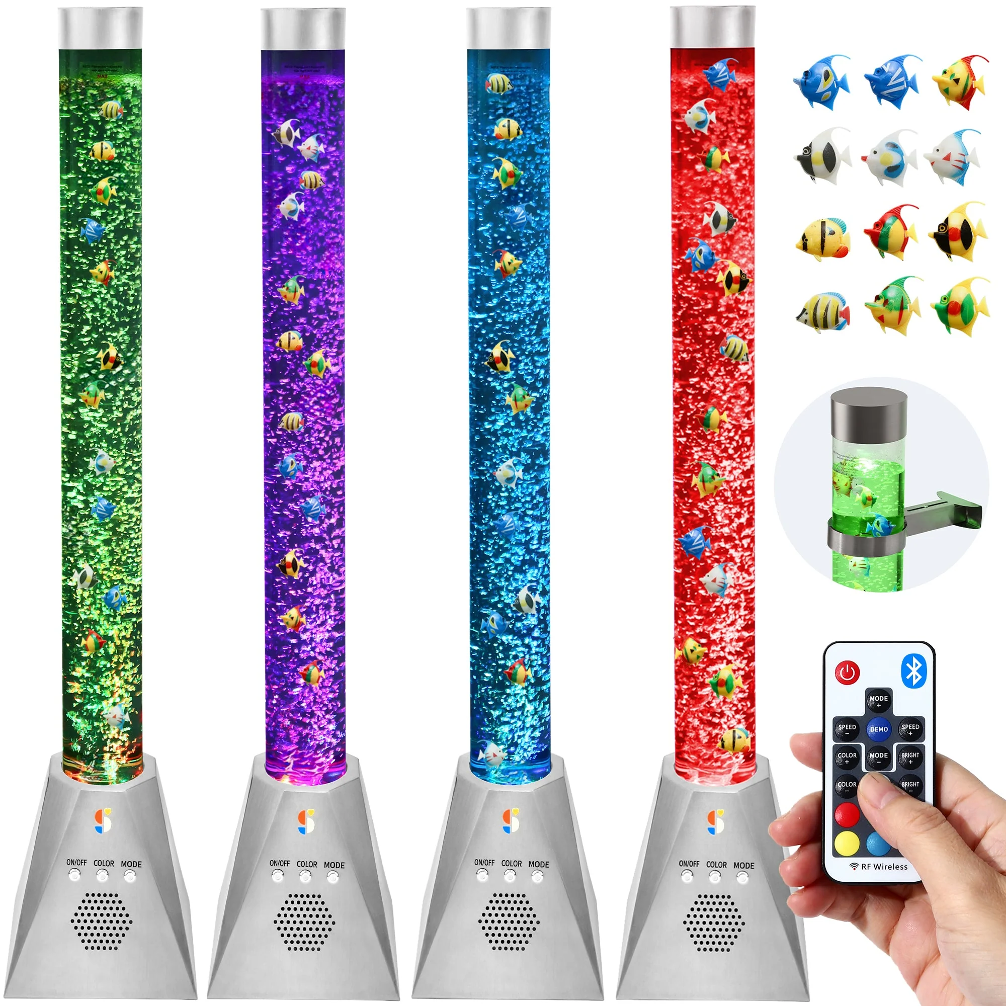 Special Supplies Aquarium Sensory Bubble Tube Lamp - 4ft Color-Changing LED with Remote, 5 Fishes, Nightlight Effect & Bluetooth Speaker - Image 8