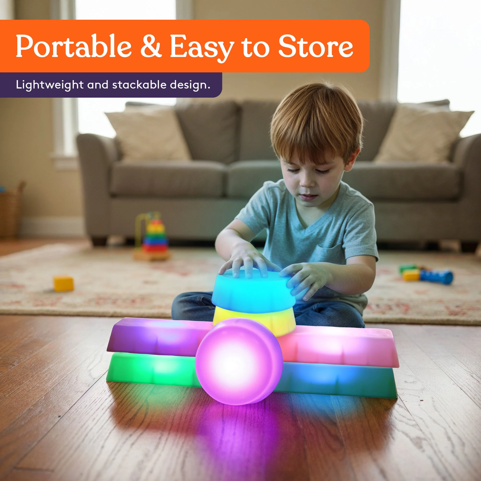 Special Supplies LED Stepping Stones for Kids – Light-Up Balance Blocks – Promote Coordination, Balance, Strength for Toddlers & Children – Durable Non-Slip Rubber, Safe Indoor & Outdoor Play - Image 2