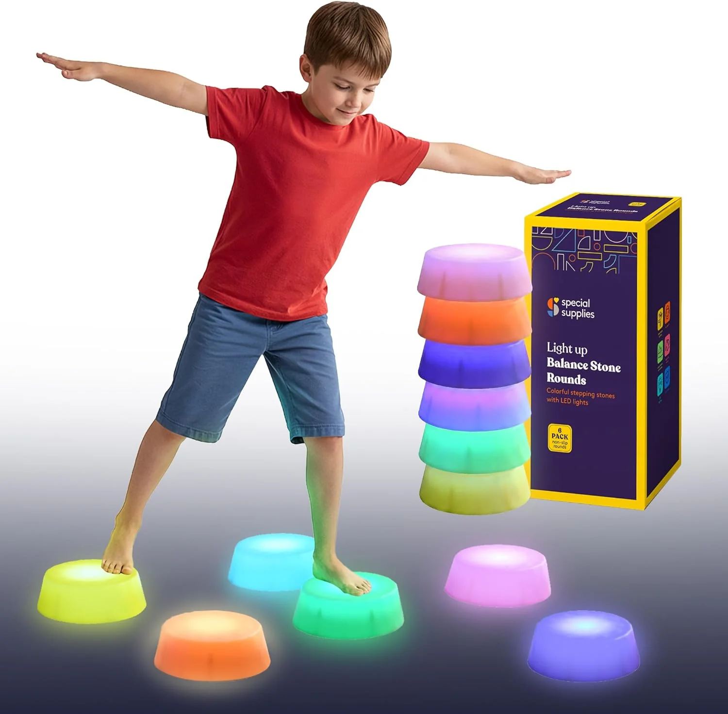 Special Supplies LED Stepping Stones for Kids – Light-Up Balance Blocks – Promote Coordination, Balance, Strength for Toddlers & Children – Durable Non-Slip Rubber, Safe Indoor & Outdoor Play - Image 8