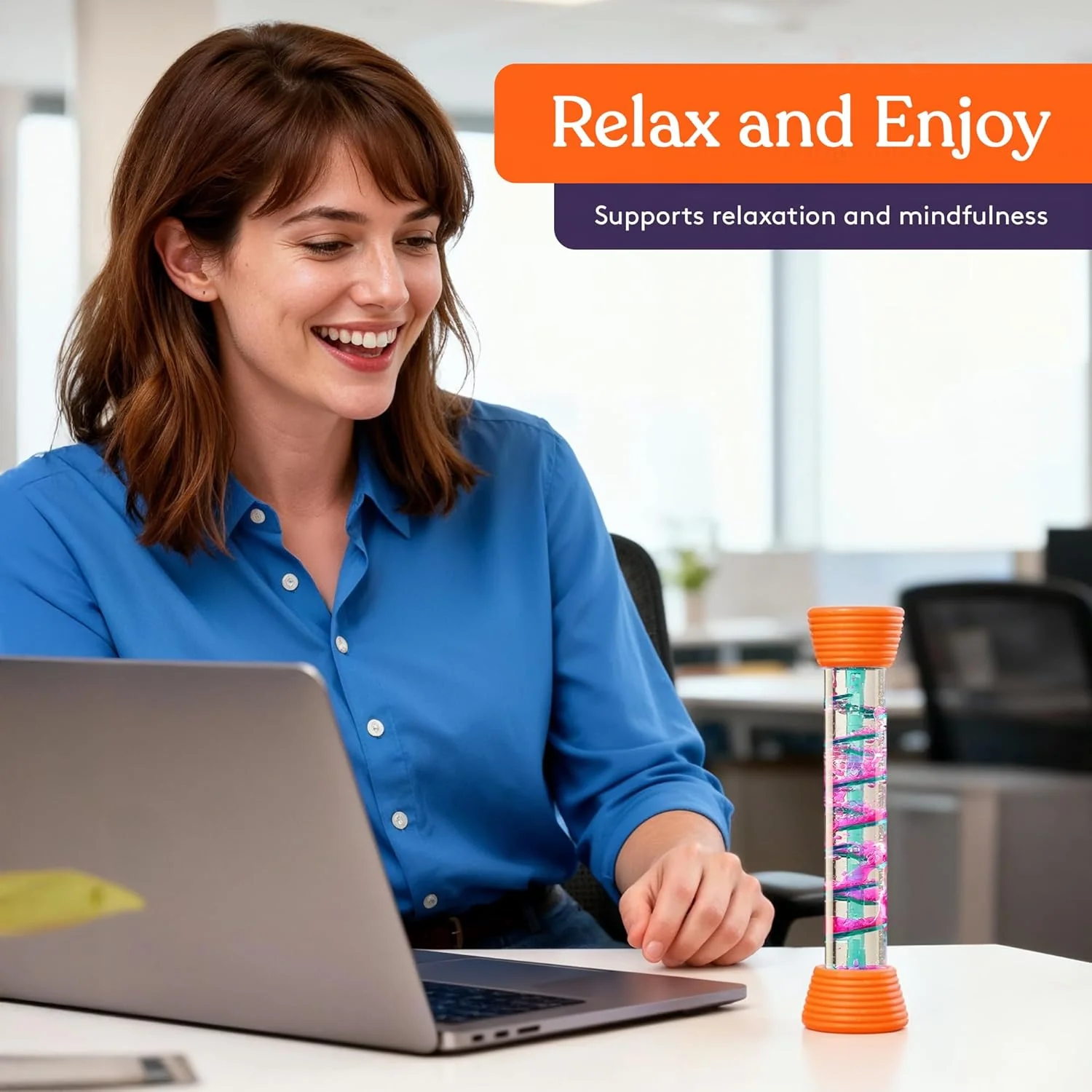 Special Supplies Liquid Motion Bubbler Toy Cool Tubes 6-Pack Colorful Hourglass Timer with Droplet Movement, Bedroom, Sensory Play, Cool Home or School, with Silicone Textured Covers - Image 7
